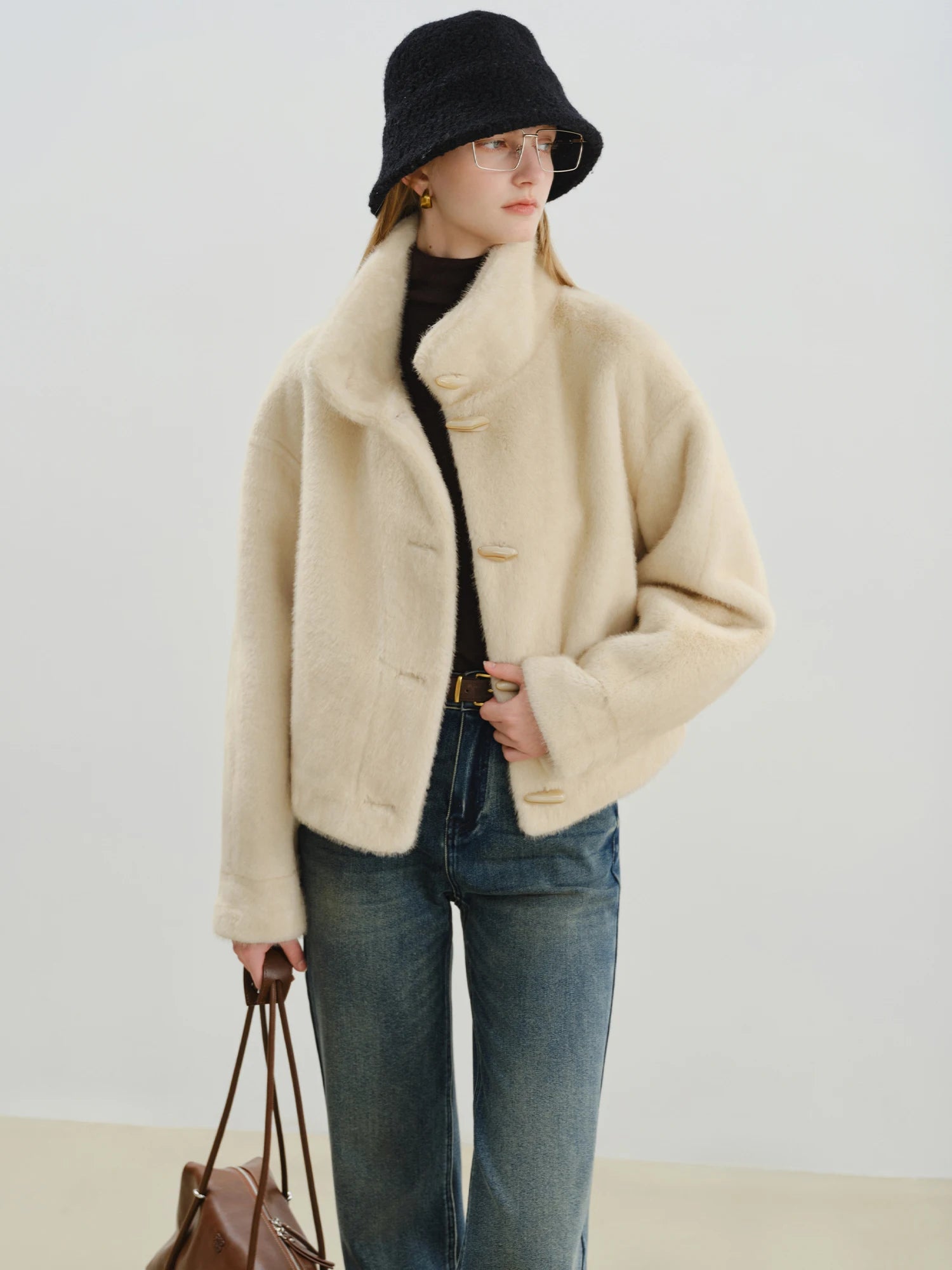 Turtleneck Single-Breasted Elegant Slim Winter Jacket