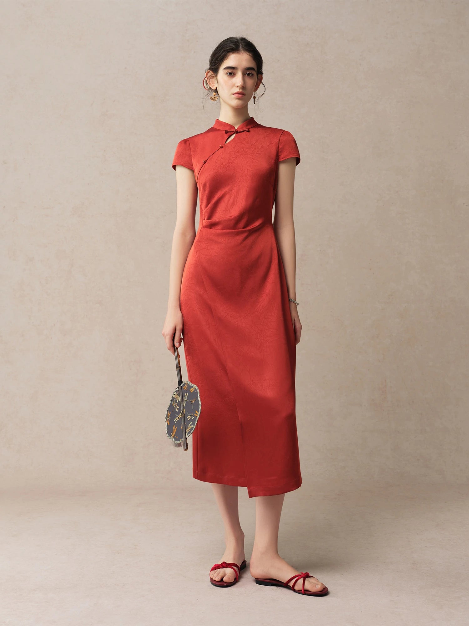 Stand Collar A-Line Mid-Calf Fashionable Summer Dress