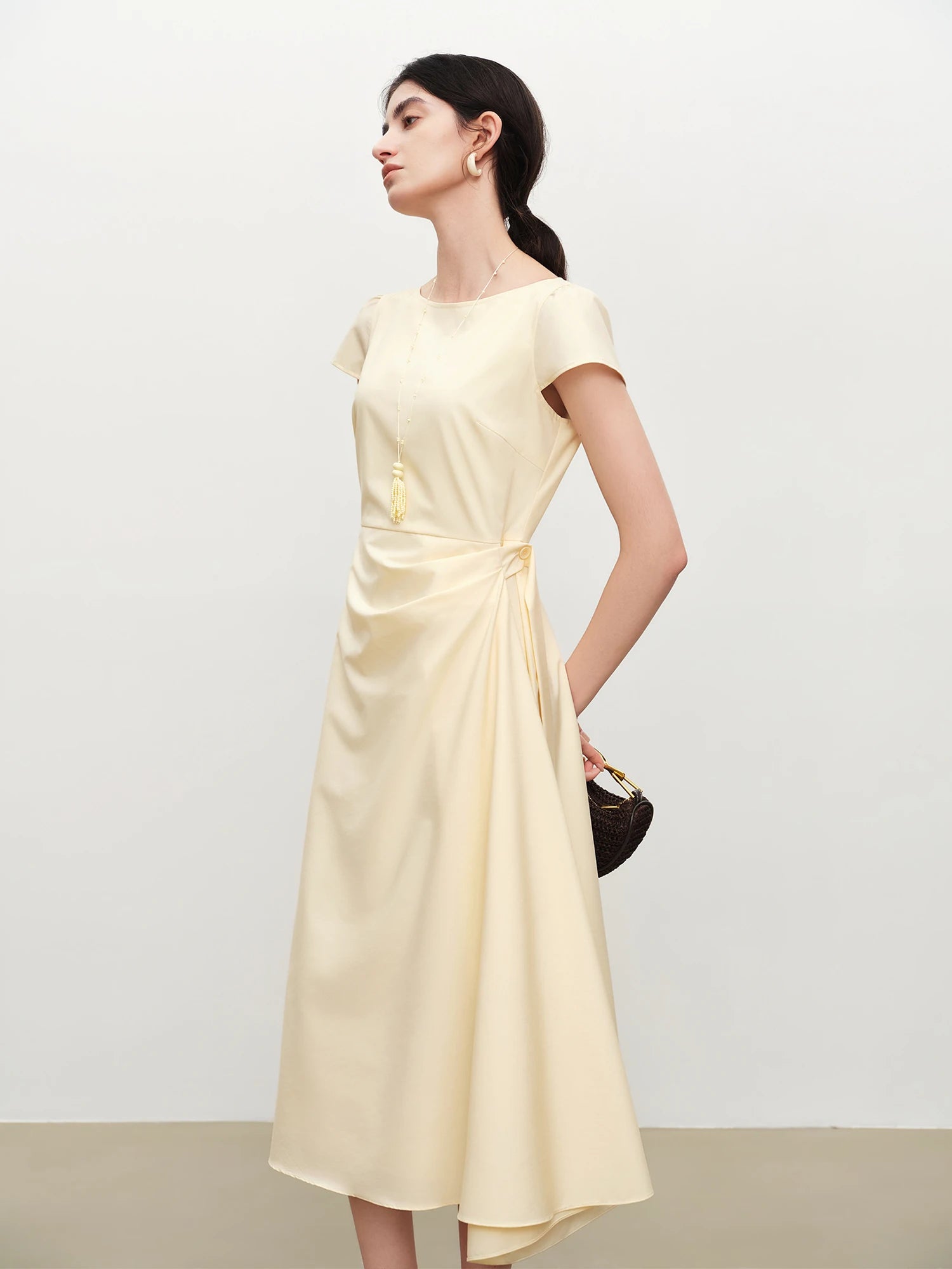 Sleeveless Empire Waist A-Line Mid-Calf Jersey Dress