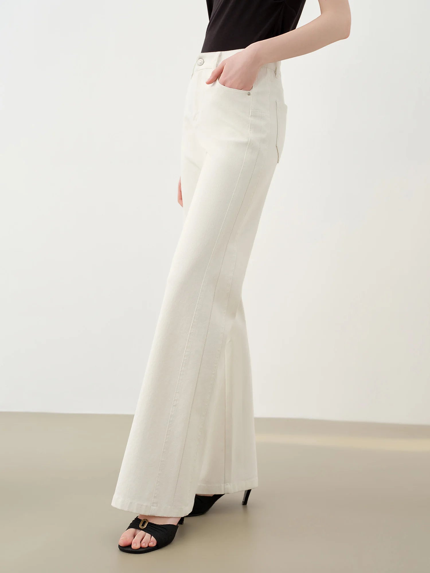 High-Waist Flare Denim Jeans with High Stretch Fit