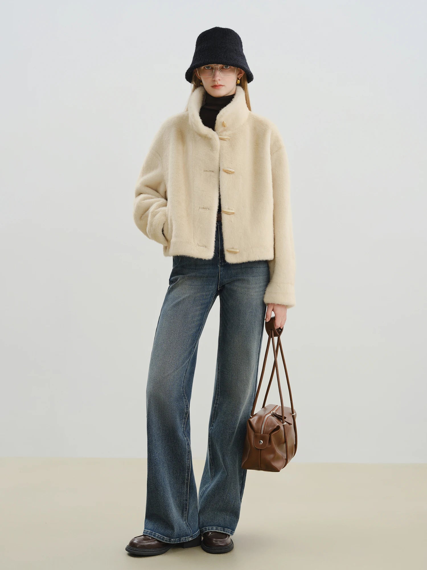 Turtleneck Single-Breasted Elegant Slim Winter Jacket