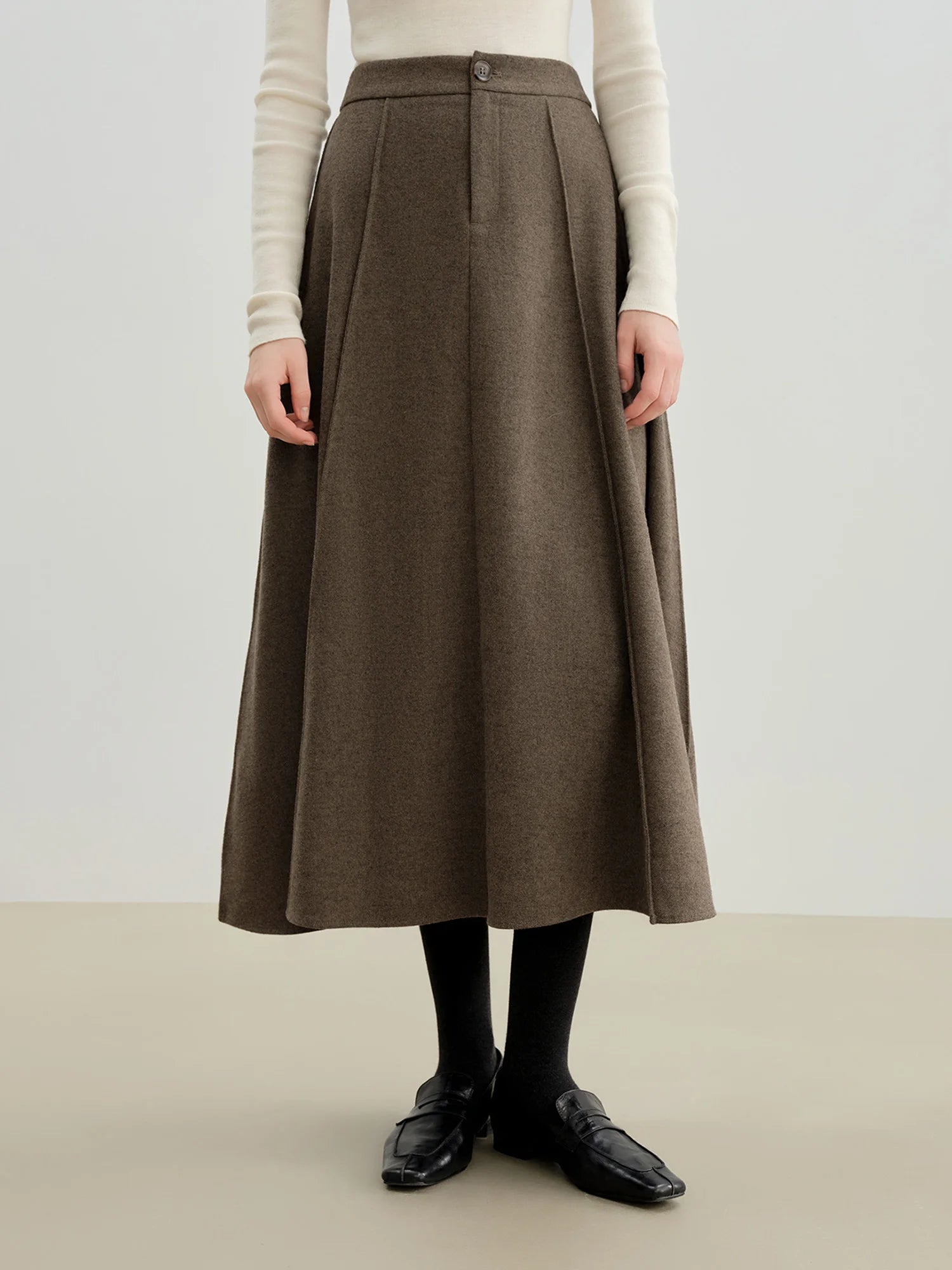 Ankle-Length A-Line Office Casual Skirt