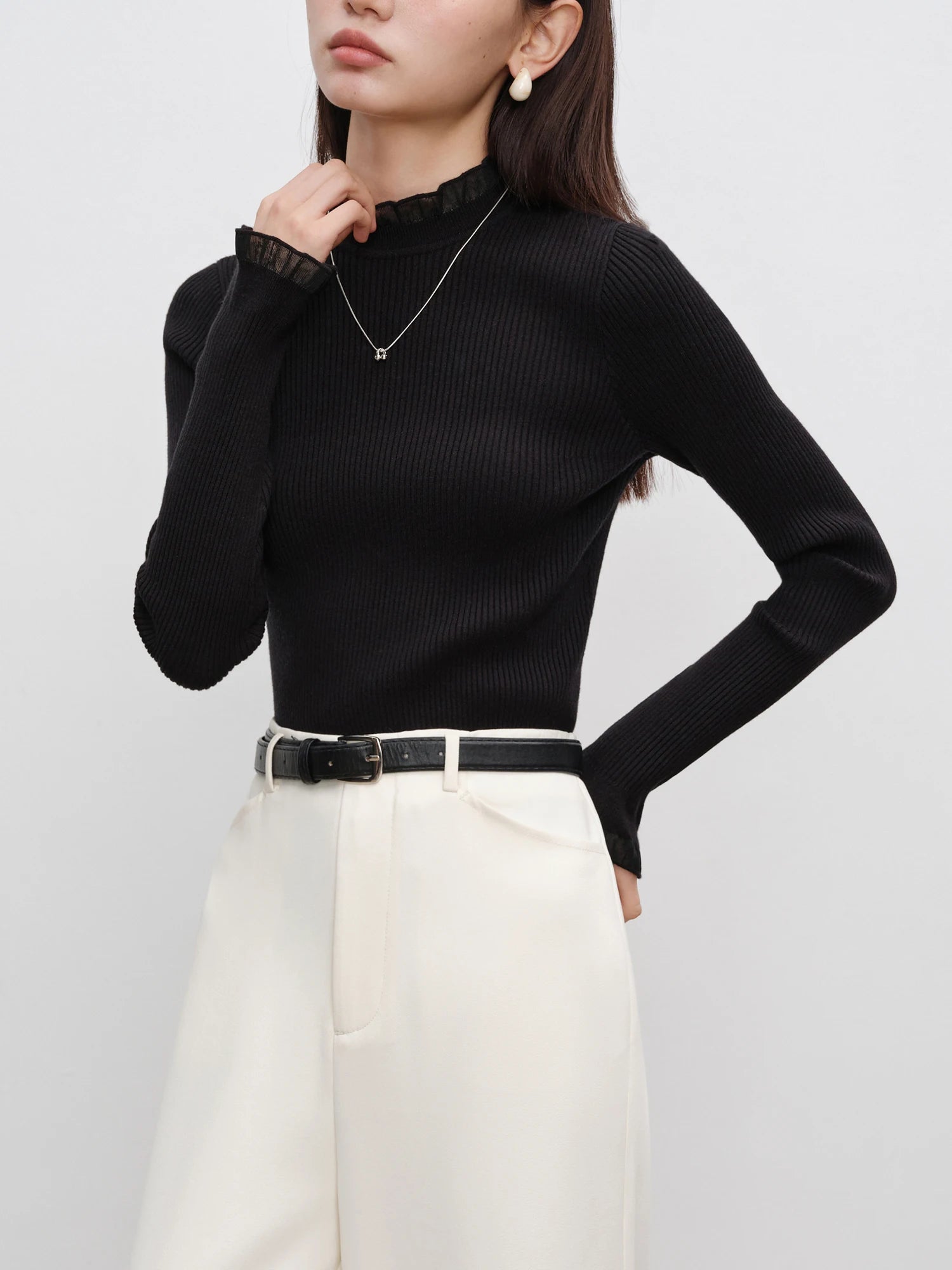 Elegant Slim Fit Mock Neck Office Sweater – Autumn/Winter Essential Knit