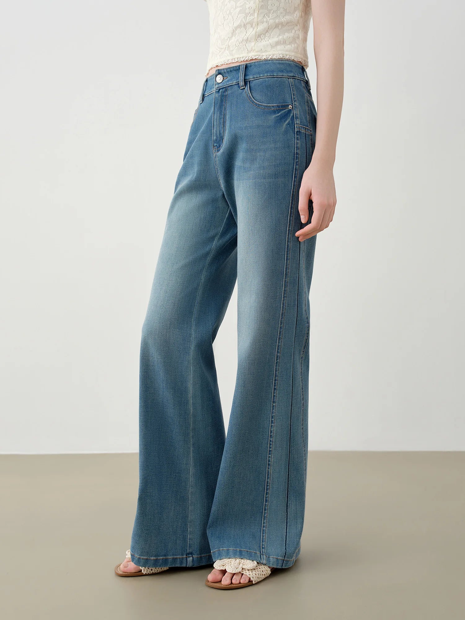 High-Waist Flare Denim Jeans with High Stretch Fit