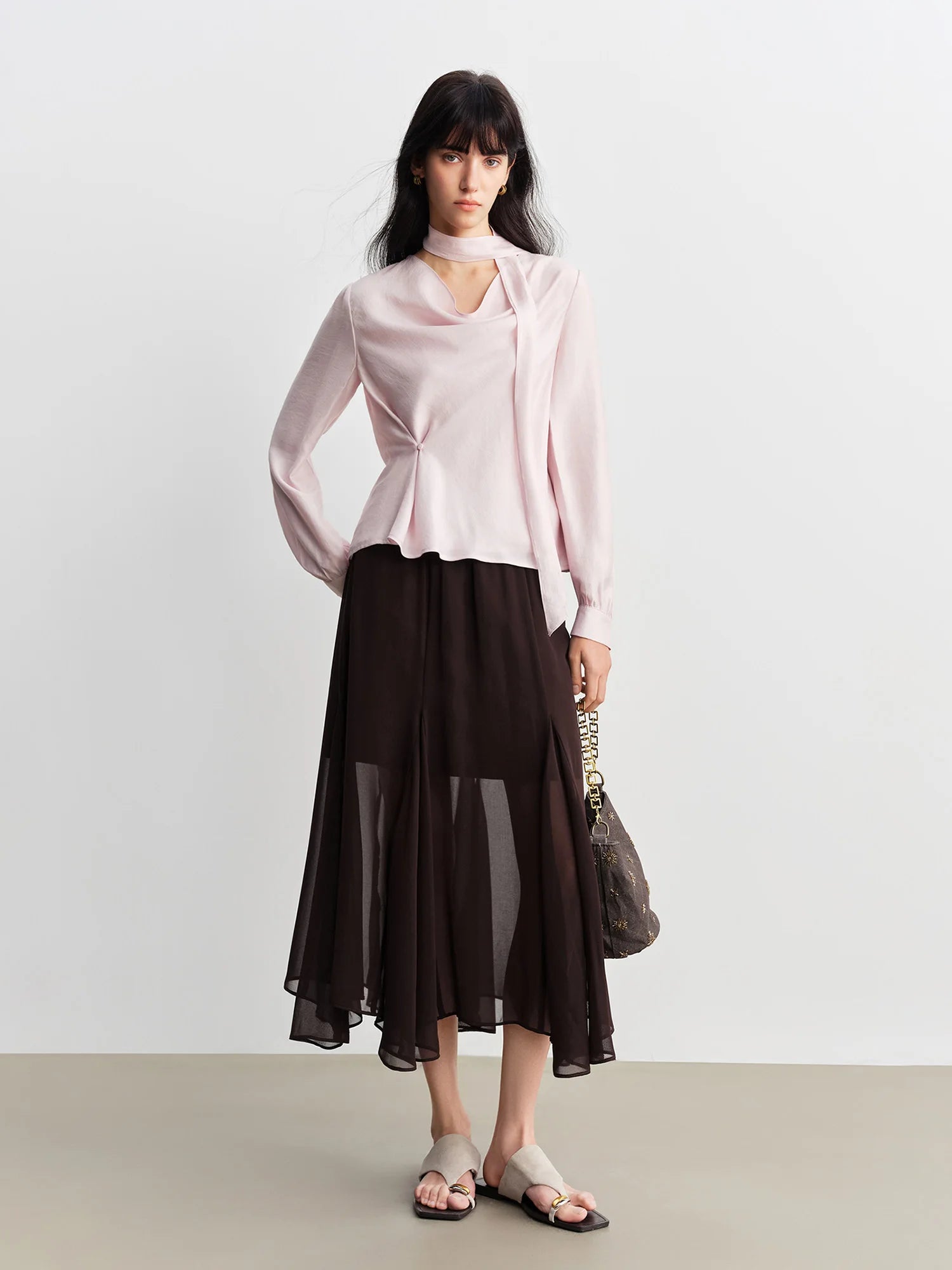 Mid-Calf A-Line Office Casual Skirt