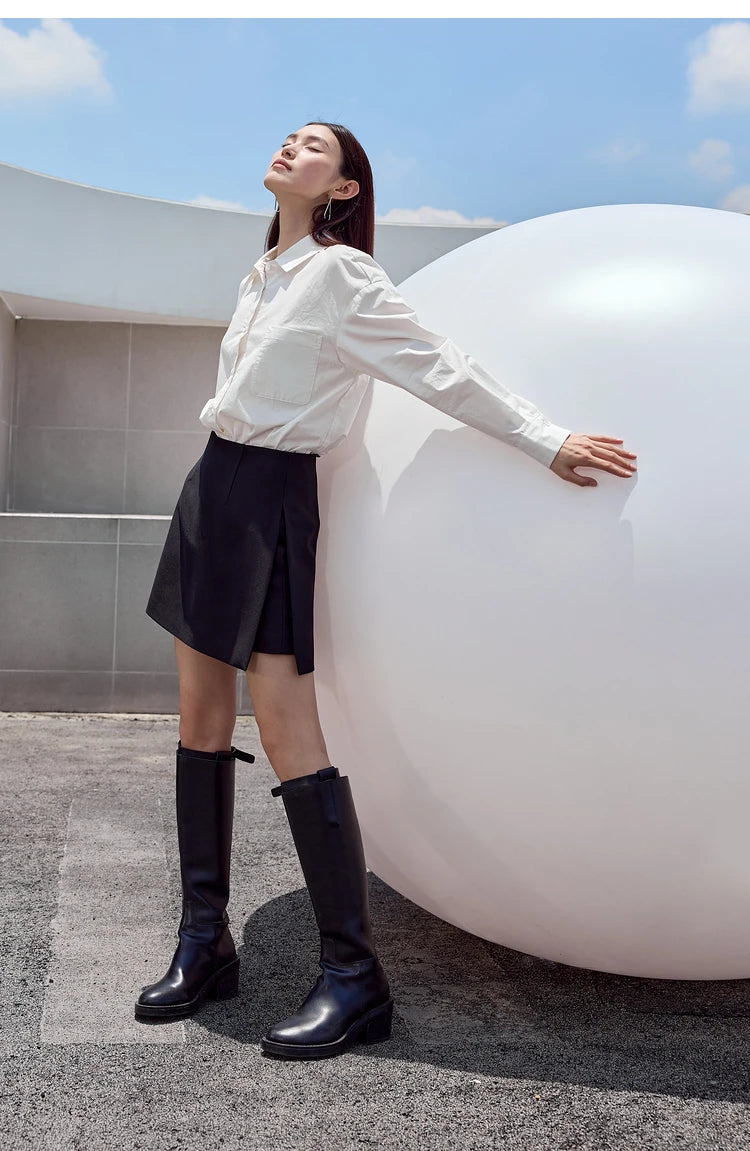 High-Waist Skirt-Style Shorts with Layered Design