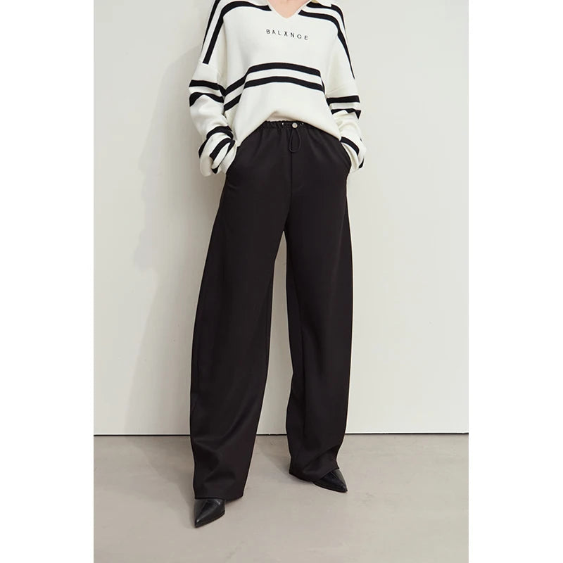 Loose Fit Straight Leg Drawstring Pants