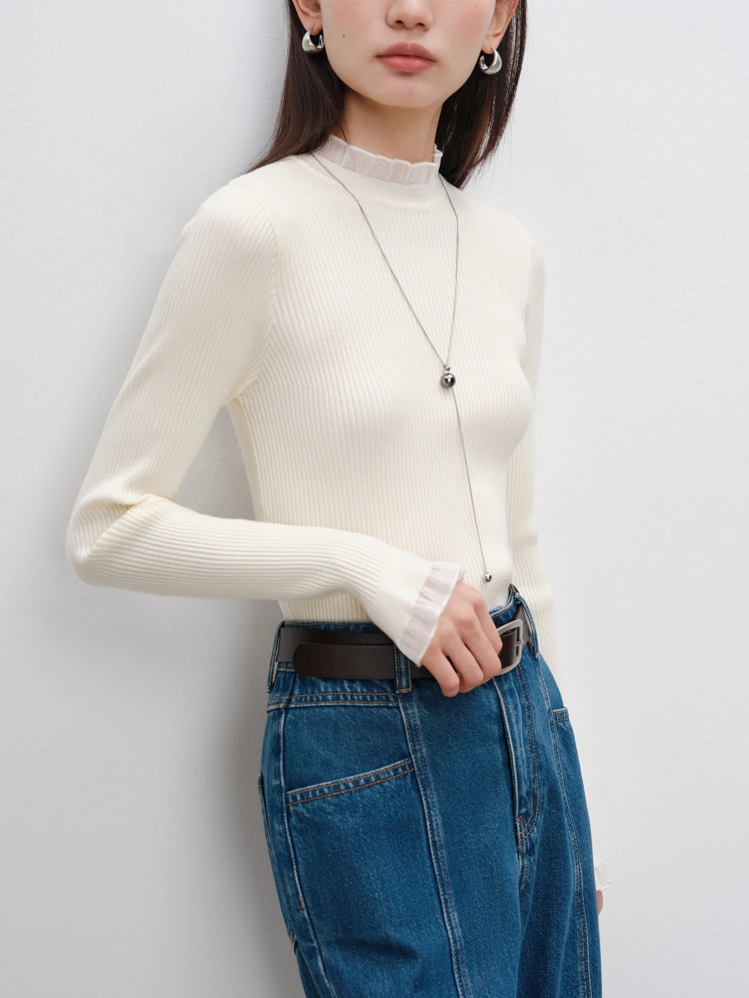 Elegant Slim Fit Mock Neck Office Sweater – Autumn/Winter Essential Knit