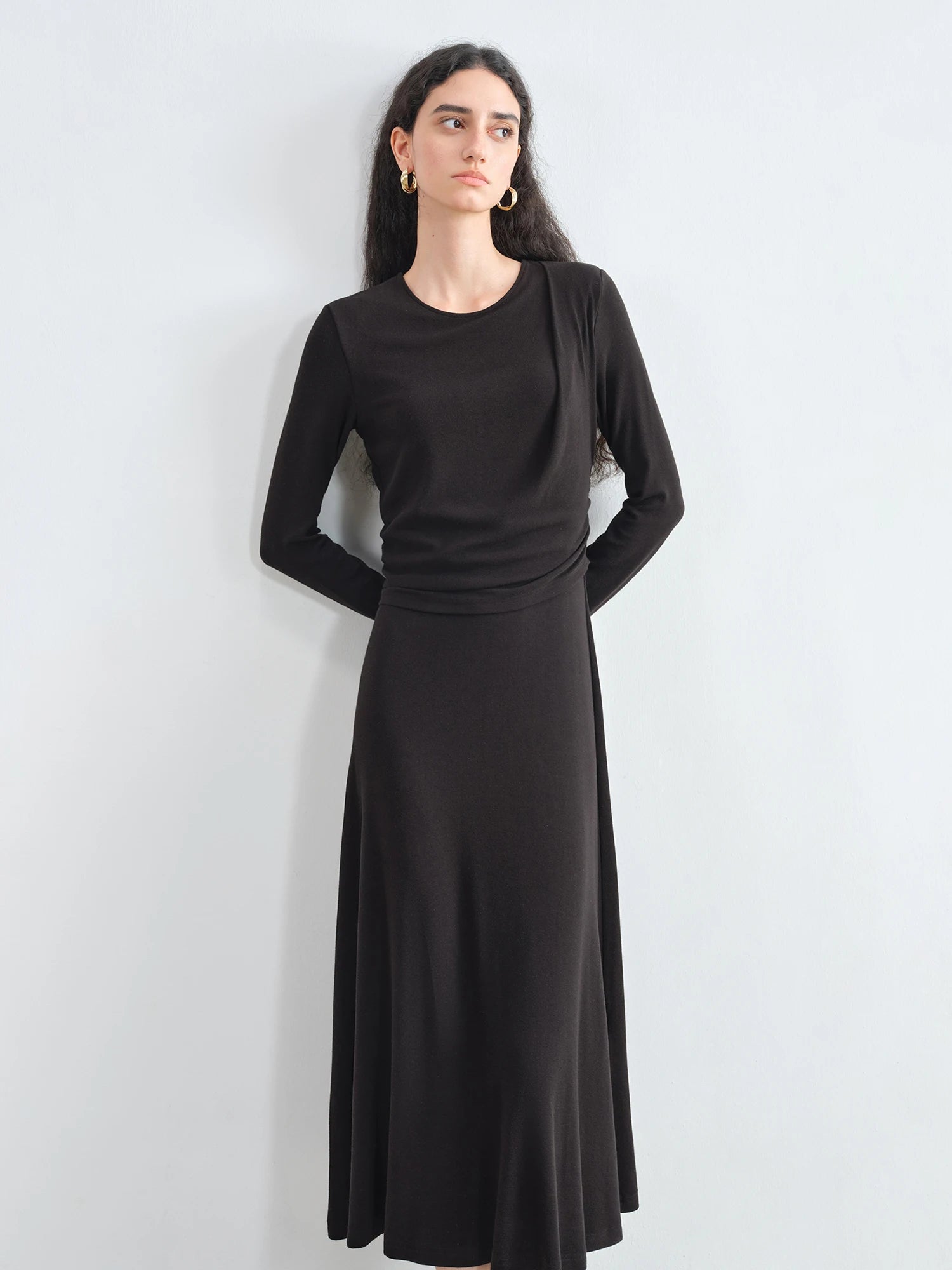 Long Sleeve A-Line Casual Maxi Dress
