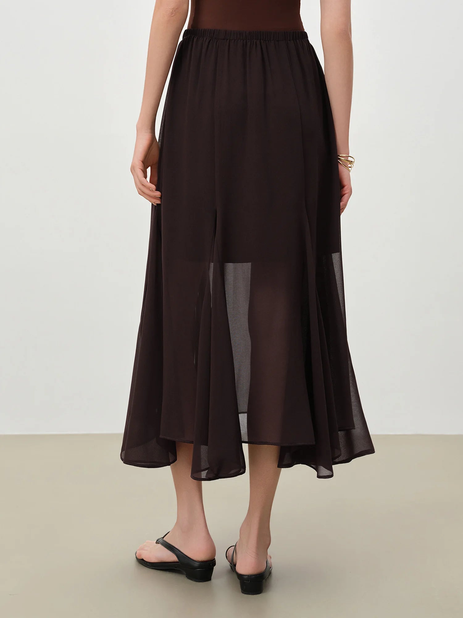 Mid-Calf A-Line Office Casual Skirt