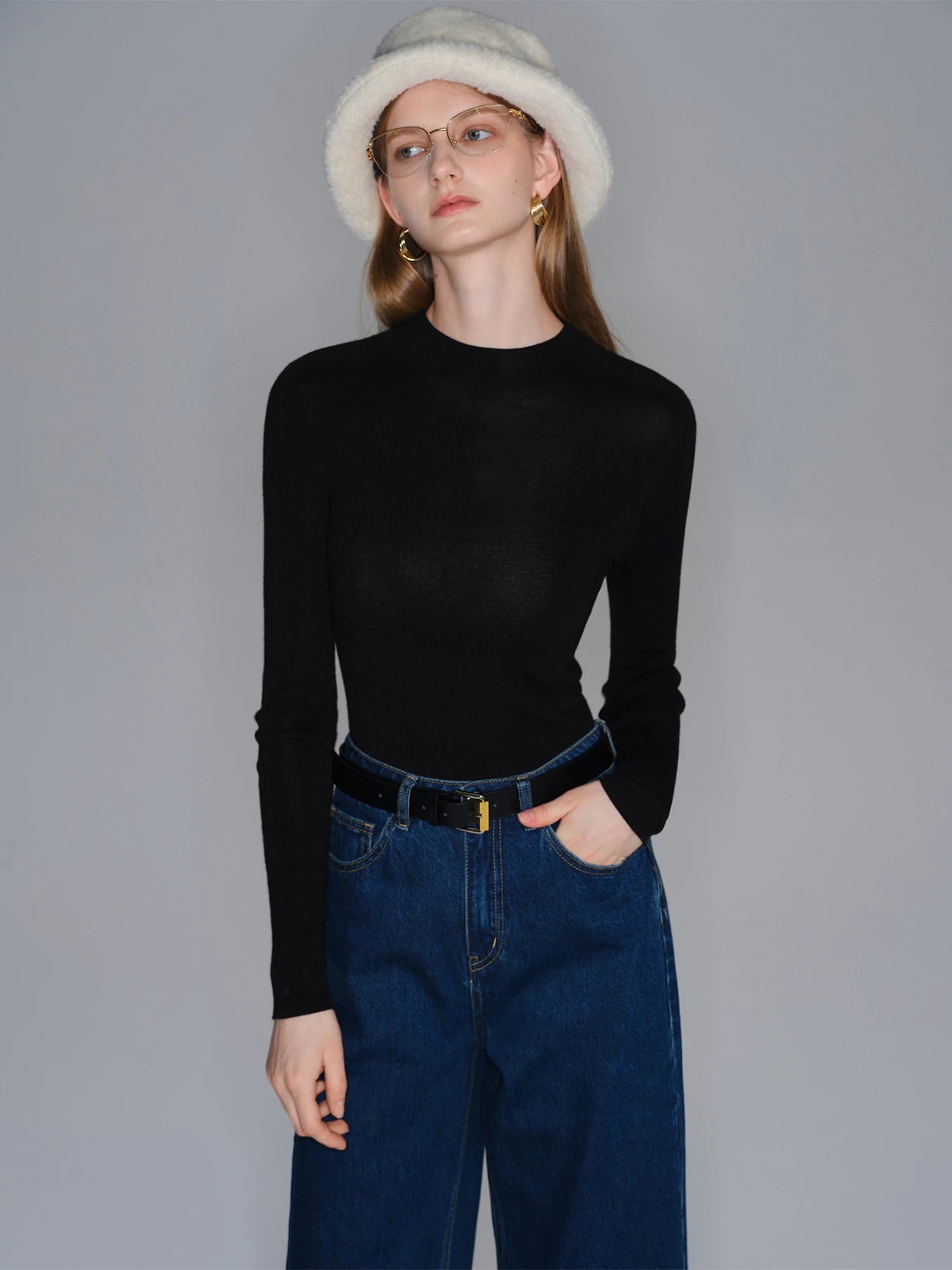 O-Neck Slim Fit 100% Sheep Wool Pullover Sweater Set