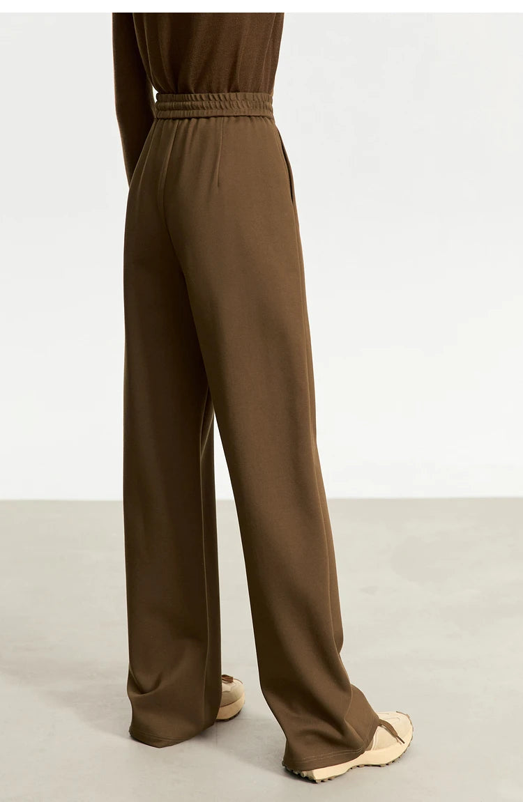 Wide Leg Pleated Drawstring Casual Pants