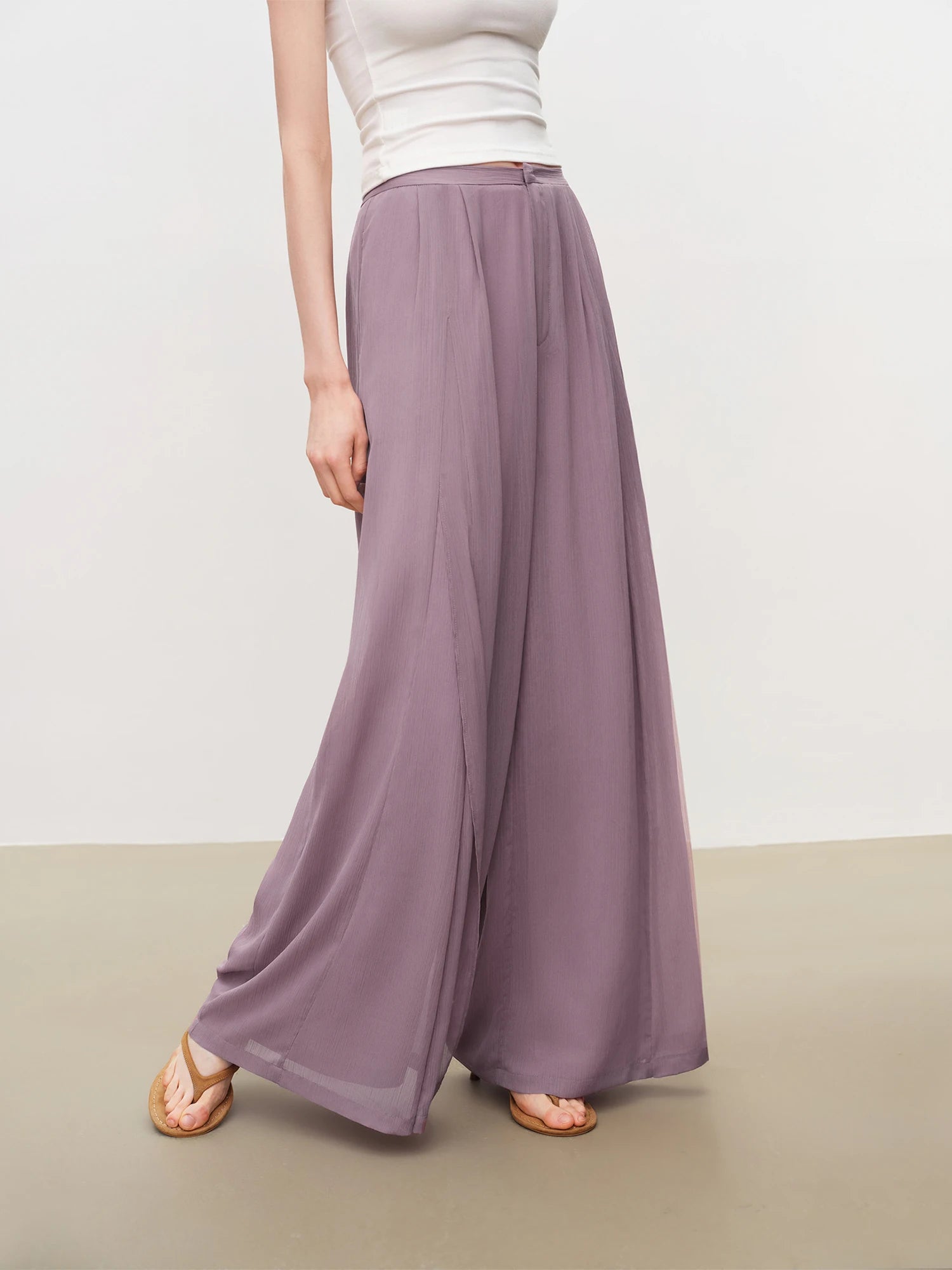 High-Waist Elastic Straight Full-Length Casual Pants Set