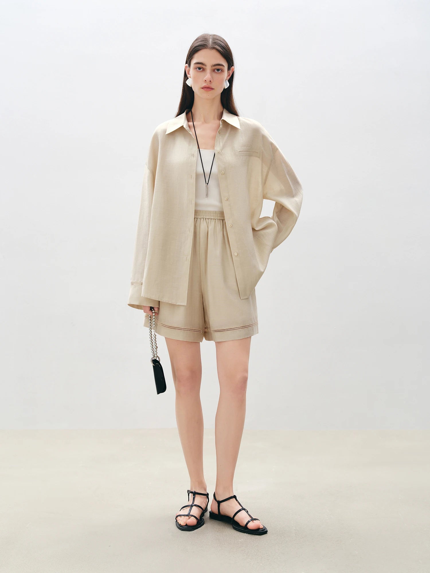 Elegant Loose-Fit Shirt and Shorts Set