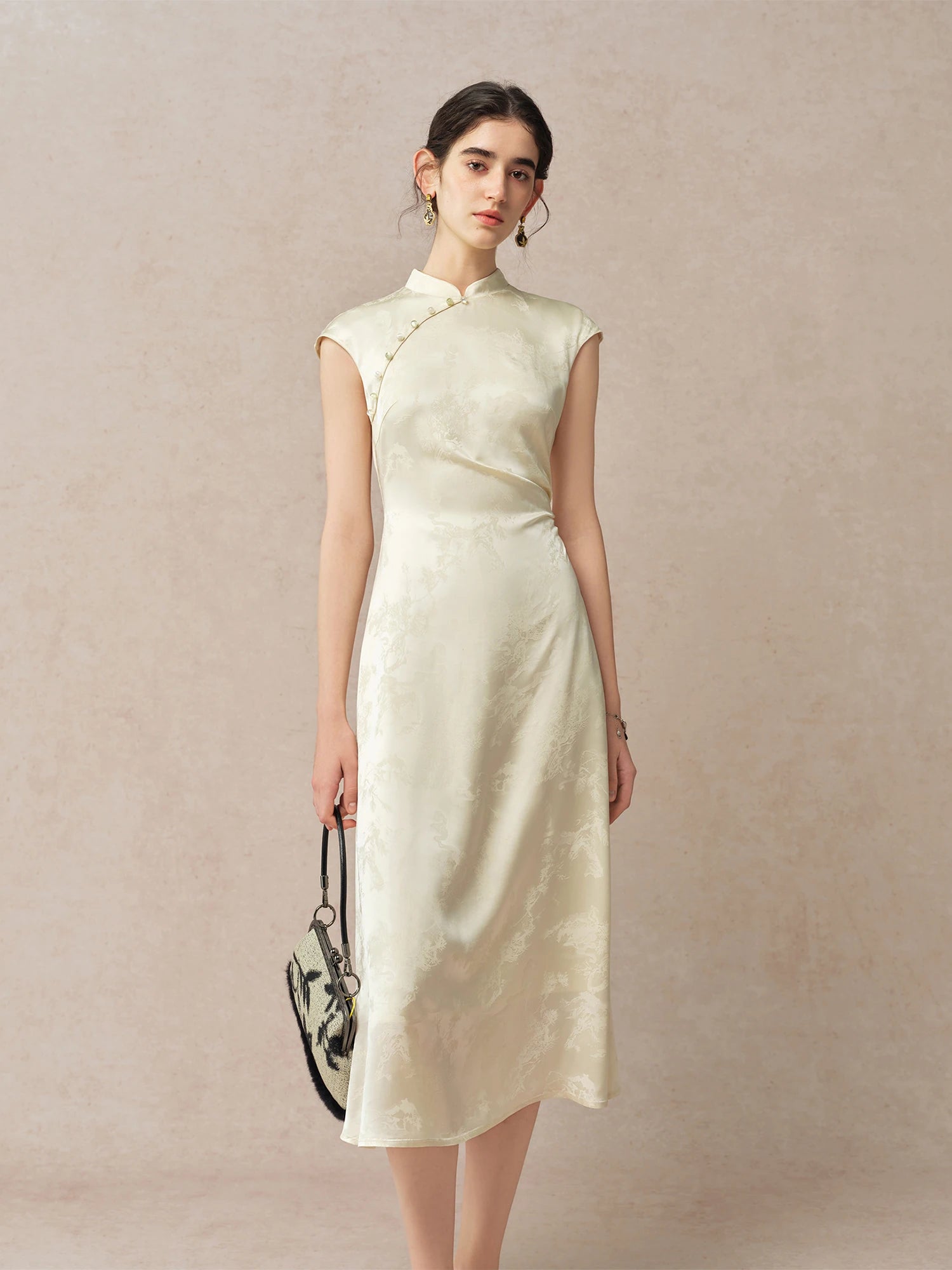 Stand Collar A-Line Mid-Calf Fashionable Summer Dress