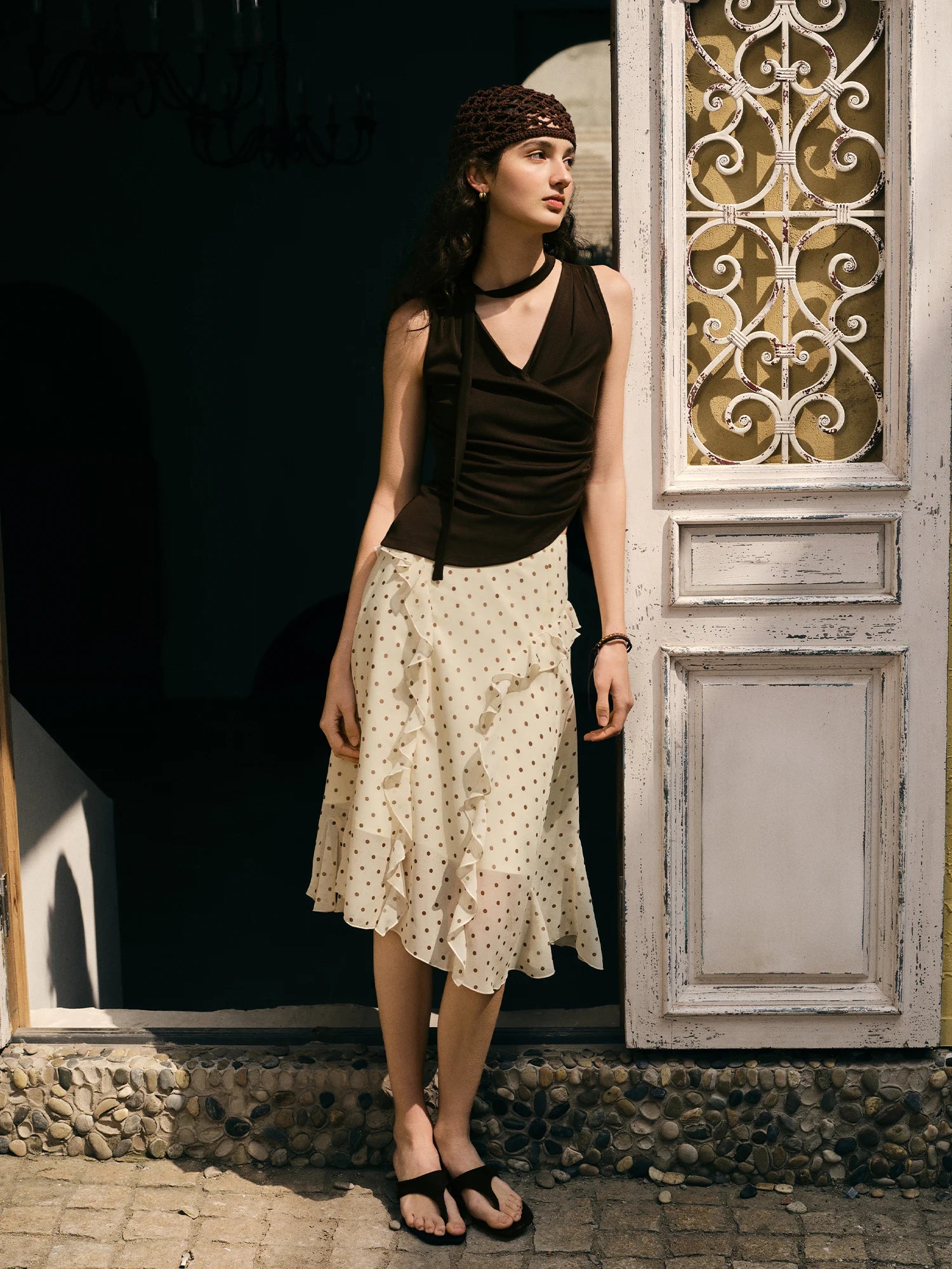 Polka Dot A-Line Knee-Length Dress