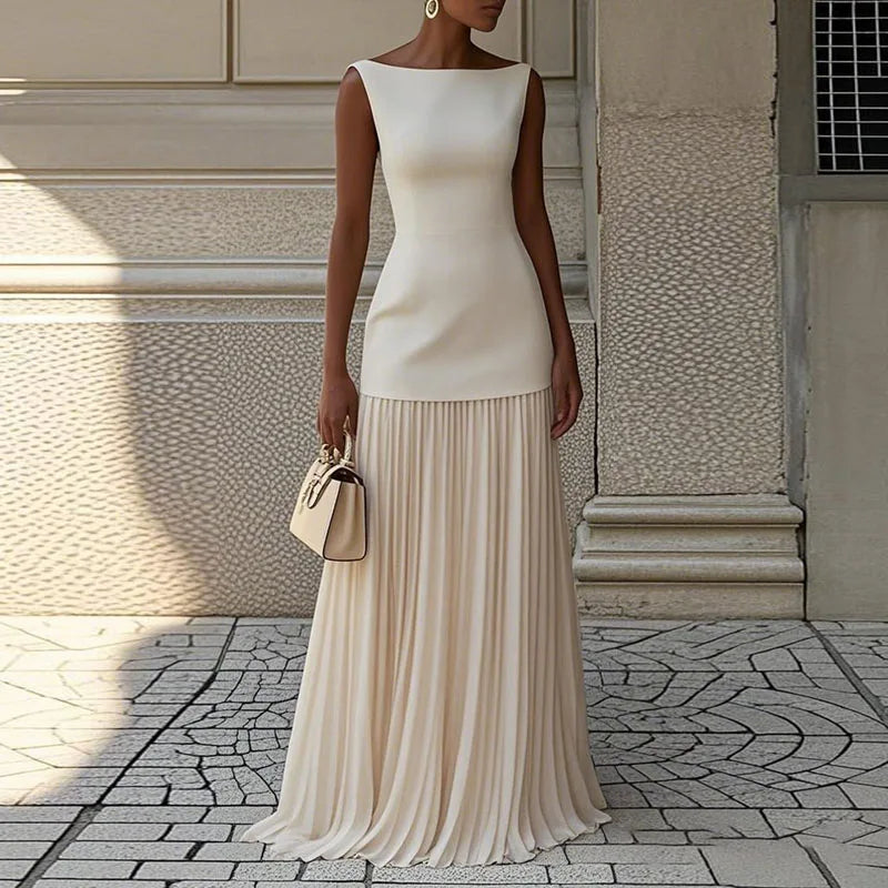 Slim O-Neck Floor-Length Two-Piece Party Set