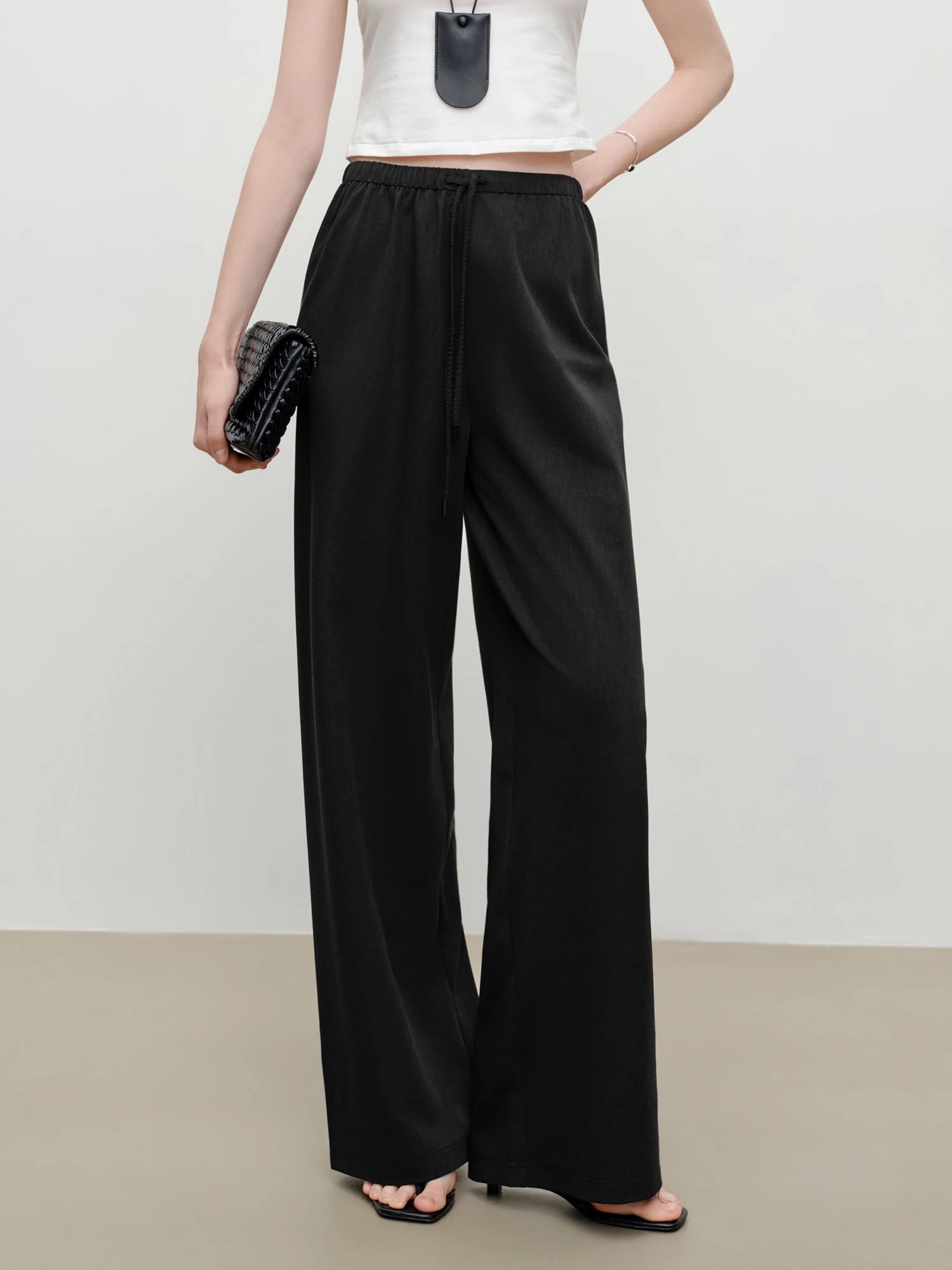High-Waist Straight Leg Casual Pants