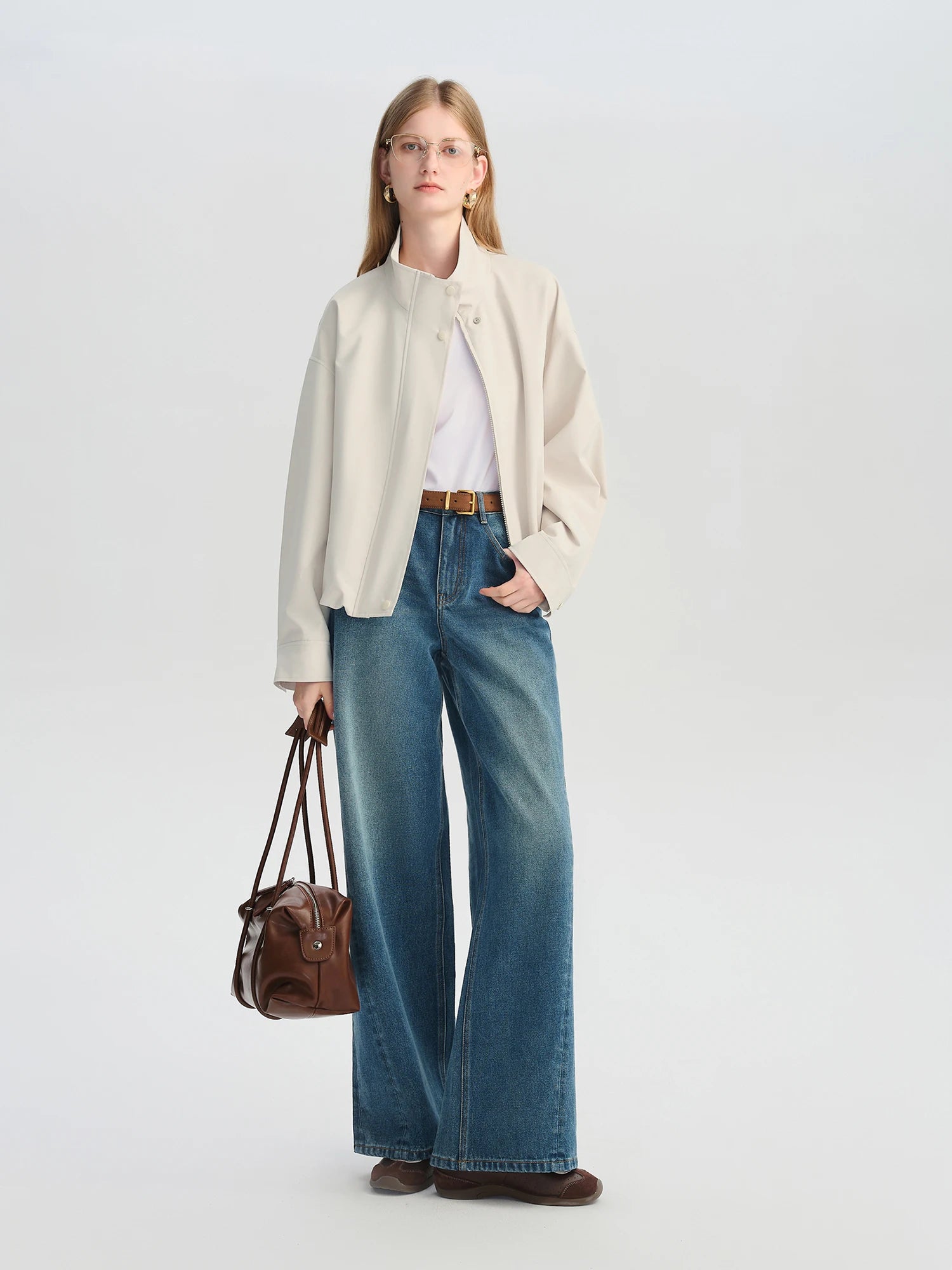 Turtleneck Slim Casual Zip-Detail Office Jacket