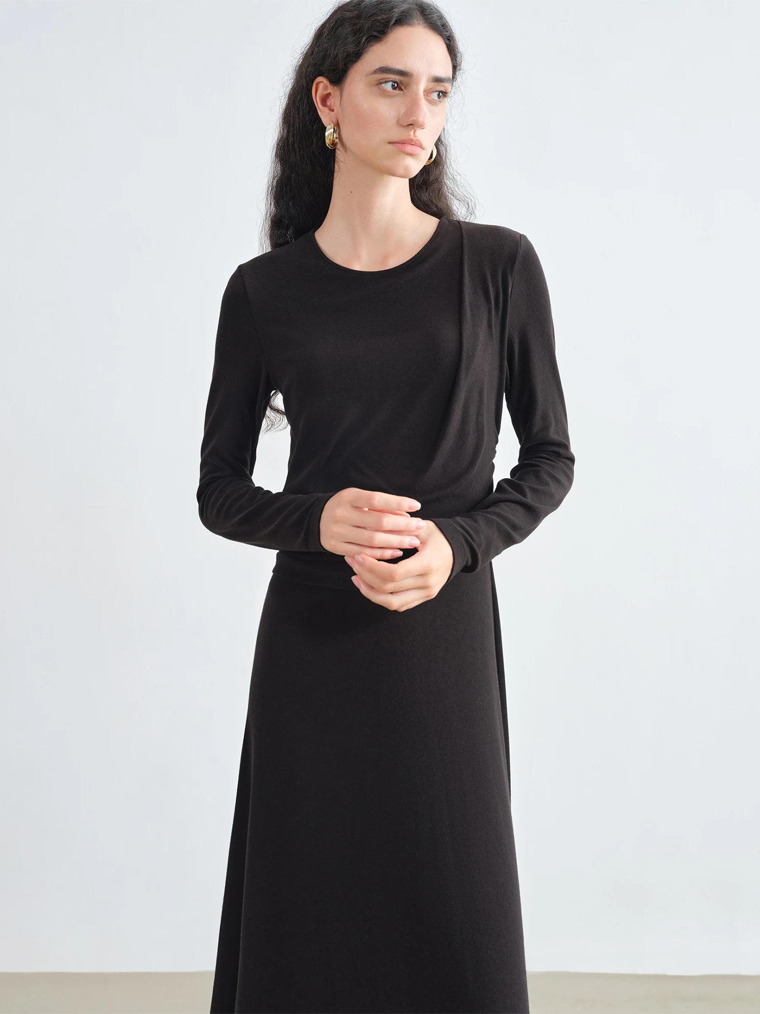 Long Sleeve A-Line Casual Maxi Dress