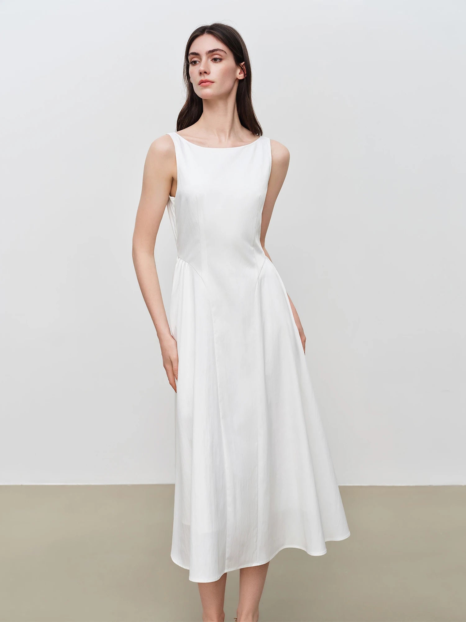 Classic A-Line Ankle-Length Sleeveless Dress