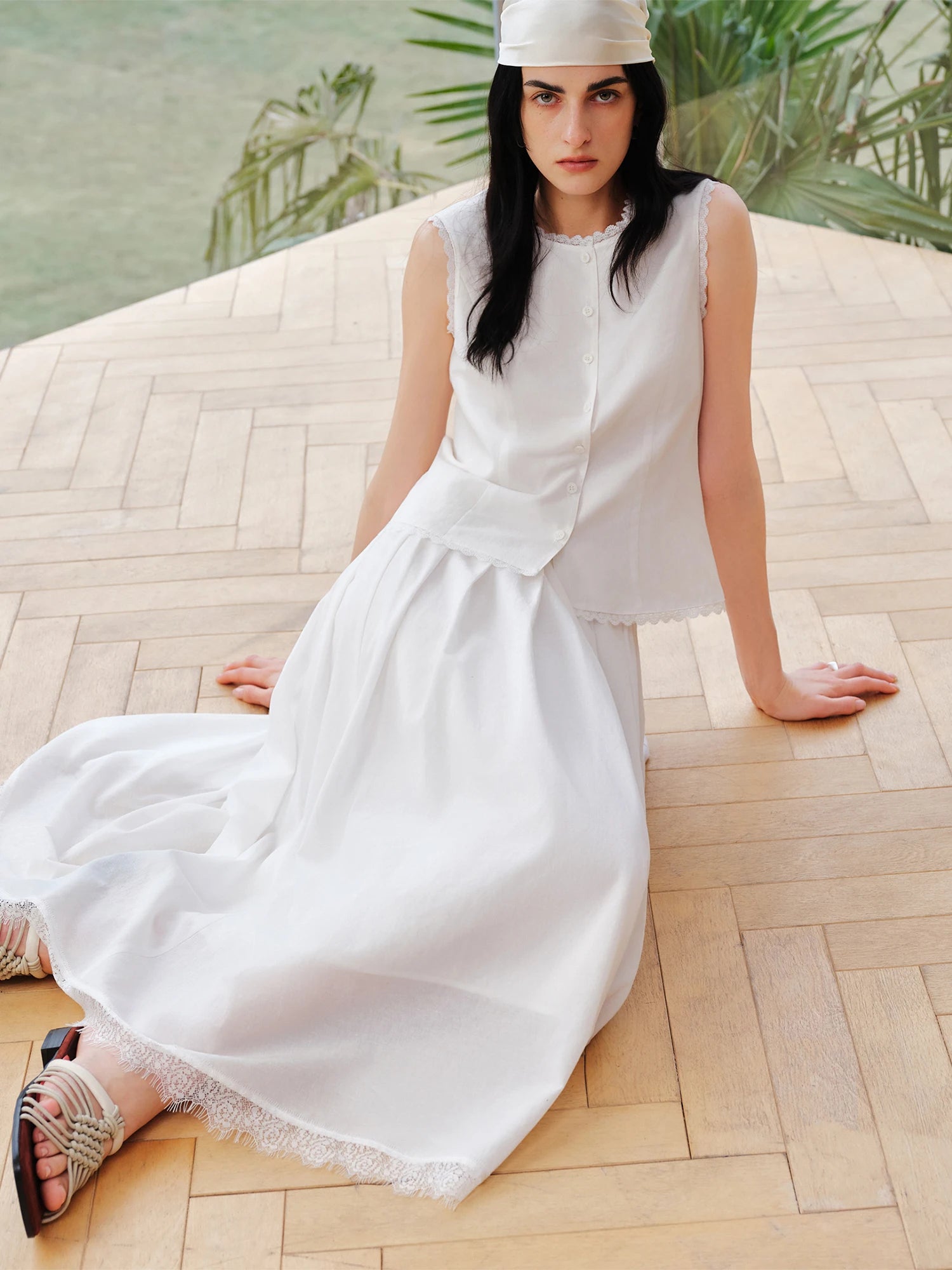 O-Neck Sleeveless A-Line Two-Piece Fashion Set