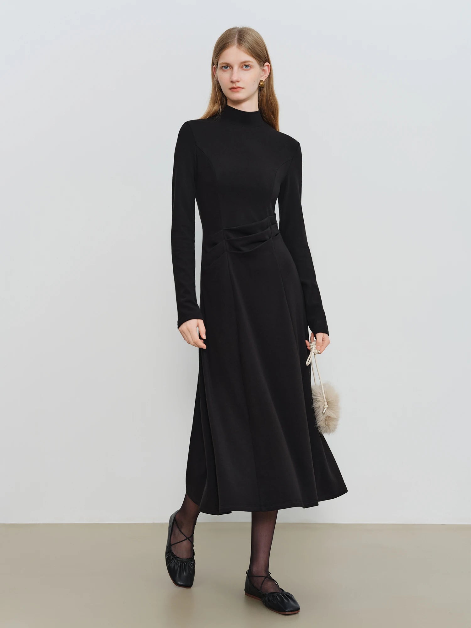 Elegant Slim Fit O-Neck Mid-Calf Pencil Dress