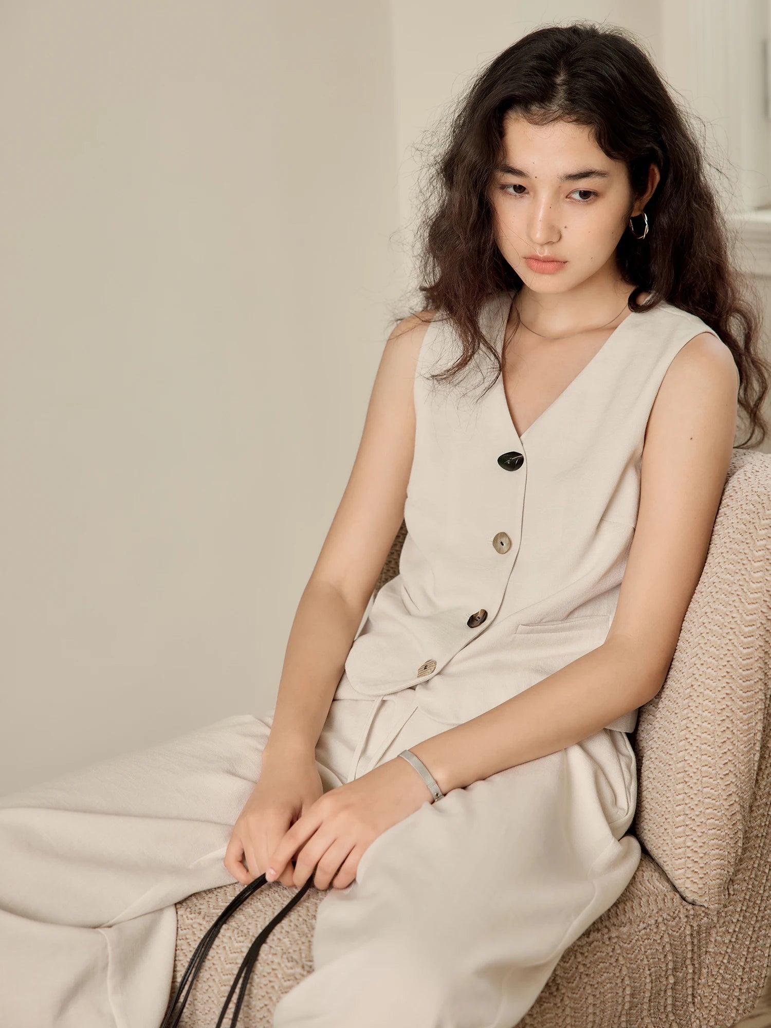 V-Neck Sleeveless Wide-Leg Two-Piece Set