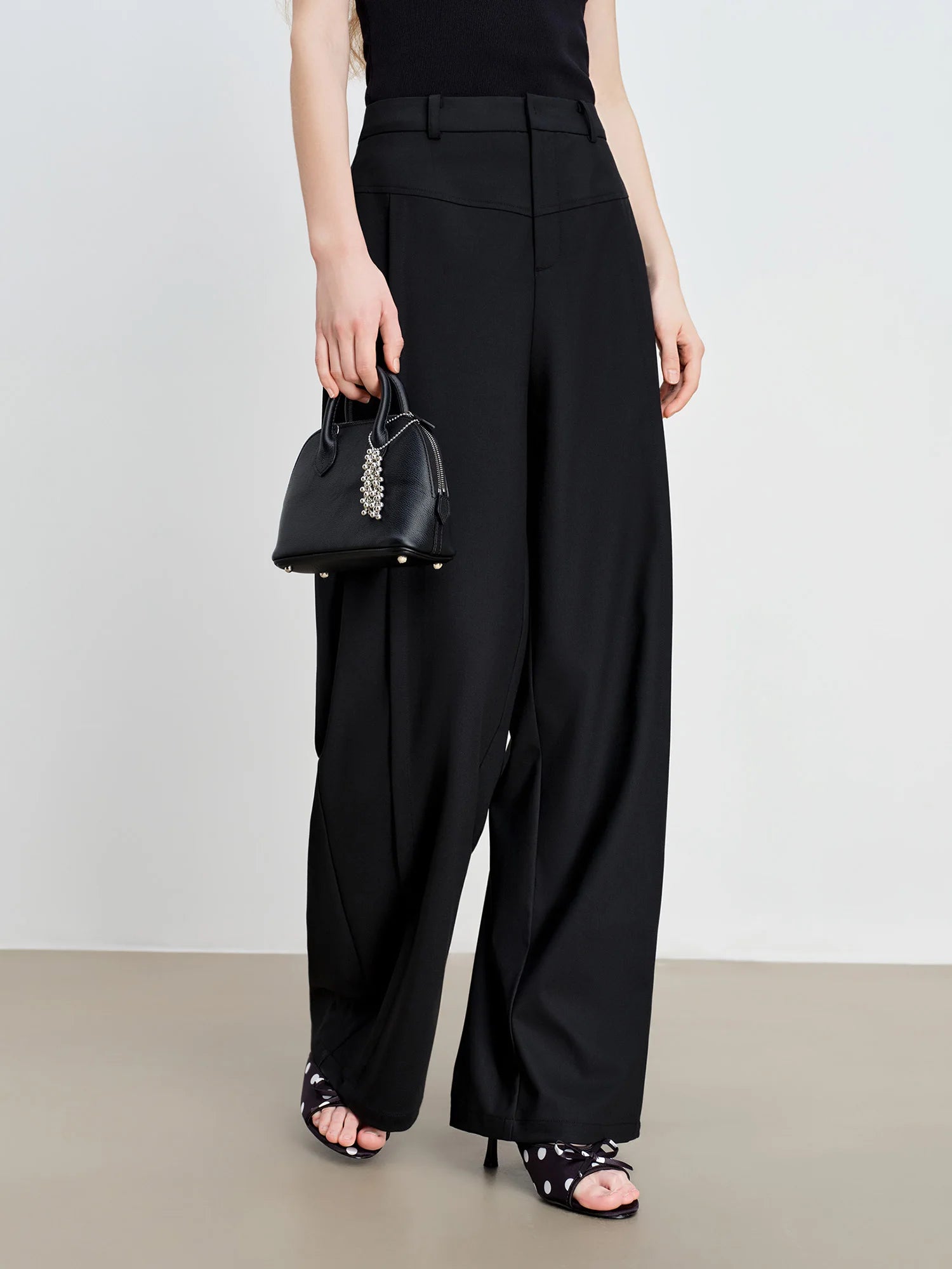 High-Waist Straight Floor-Length Casual Wide-Leg Pants