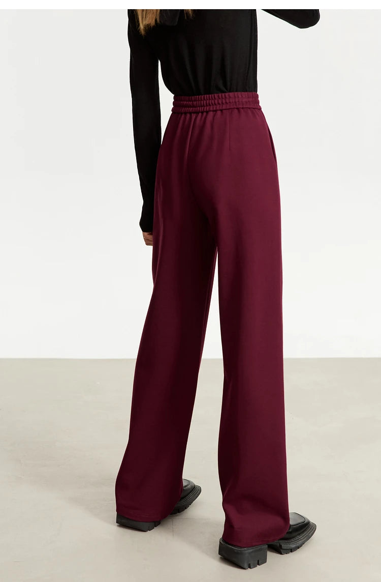 Wide Leg Pleated Drawstring Casual Pants