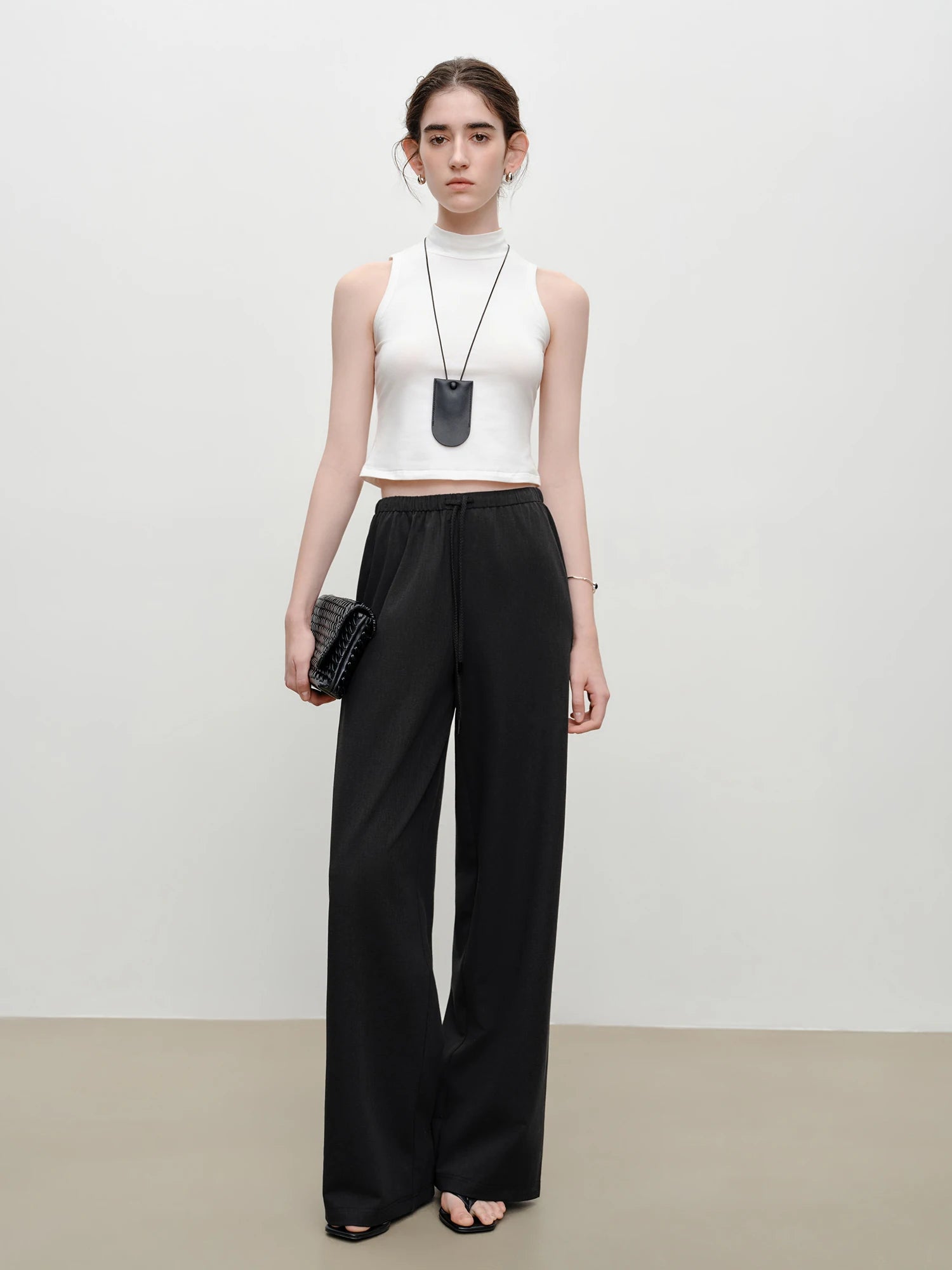 High-Waist Straight Leg Casual Pants