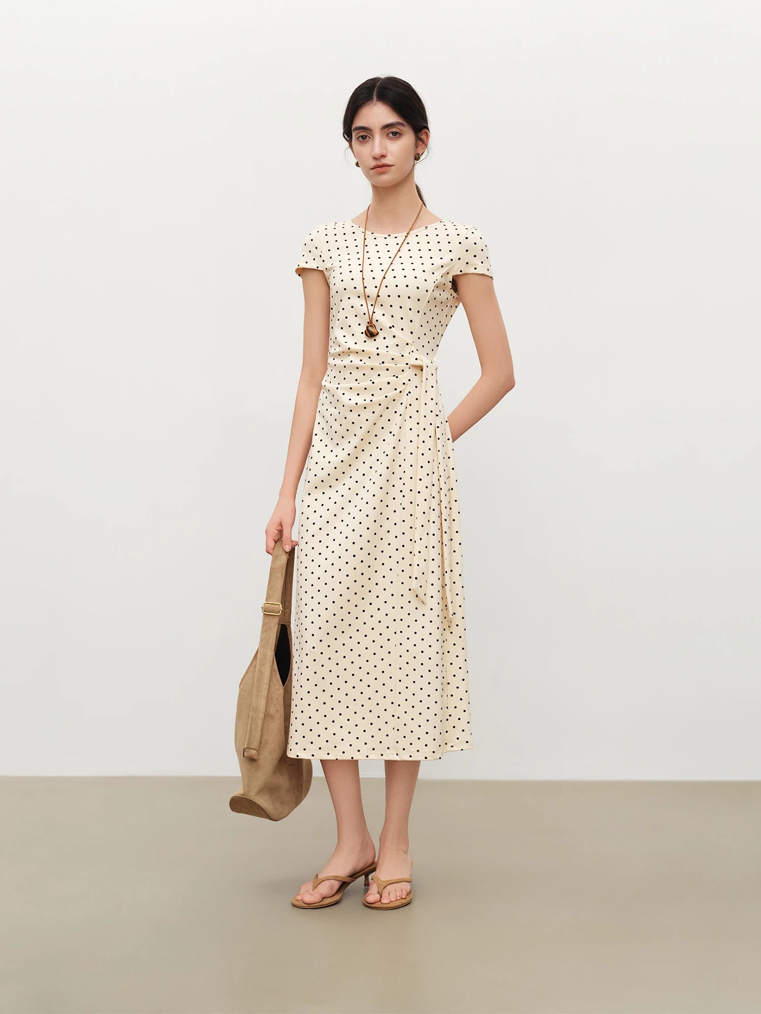 Polka Dot Straight Midi Dress