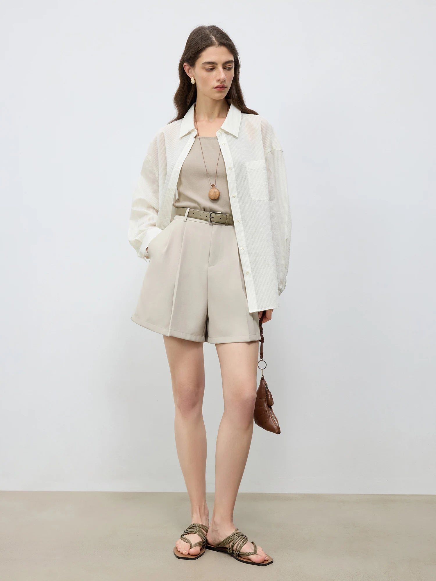 High-Waist Tailored Office Shorts