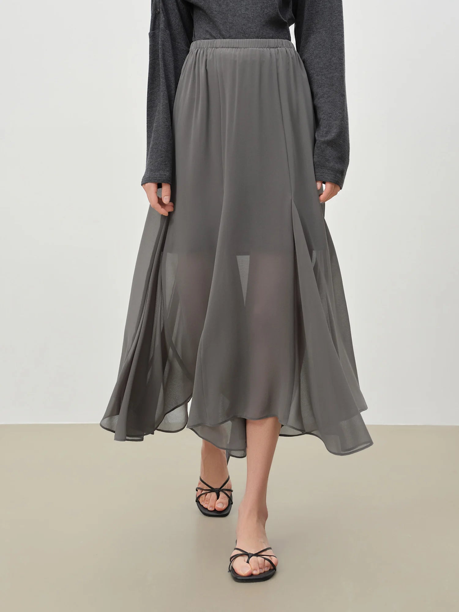 Mid-Calf A-Line Office Casual Skirt