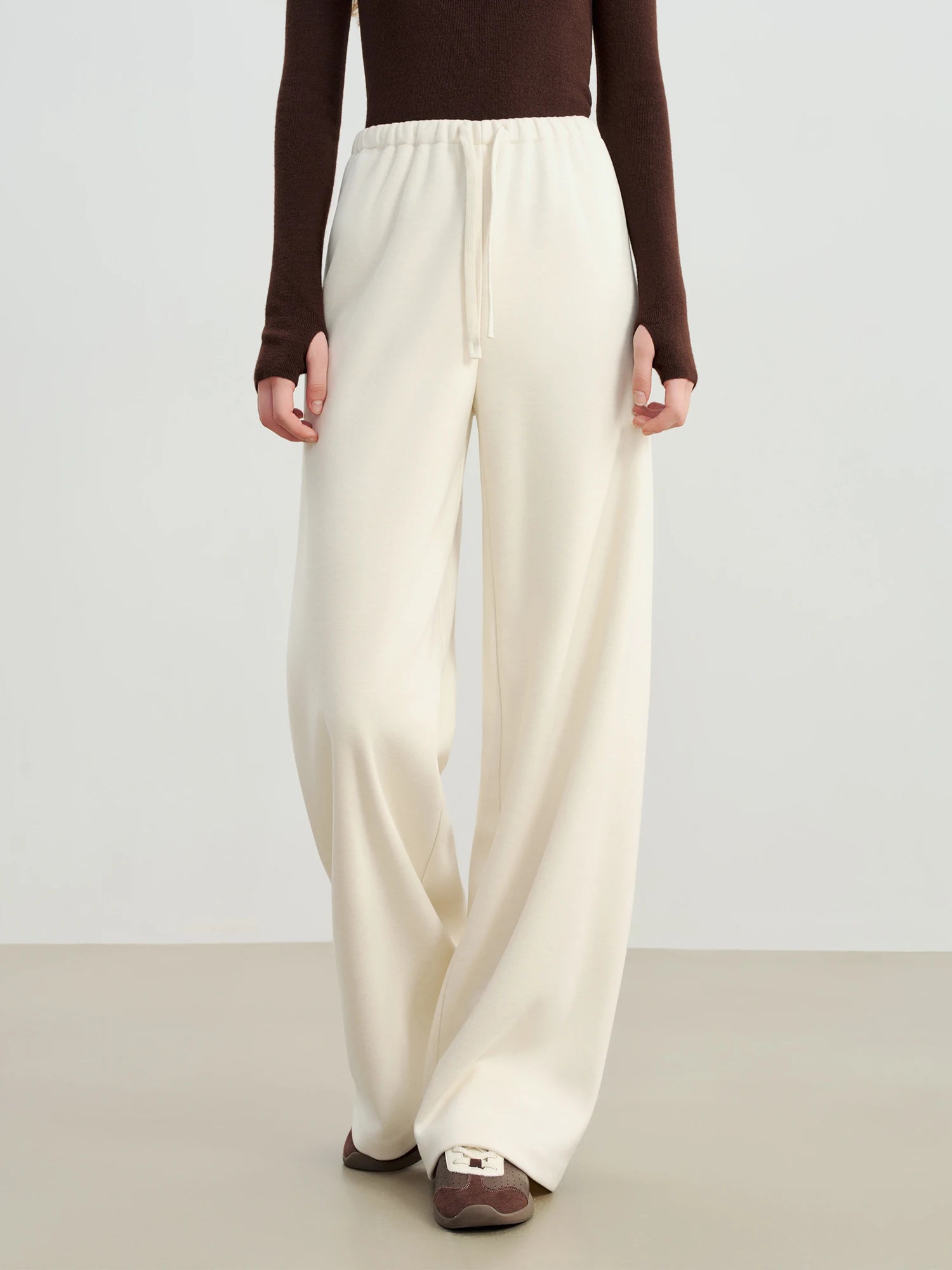 High-Waist Straight Floor-Length Casual Pants