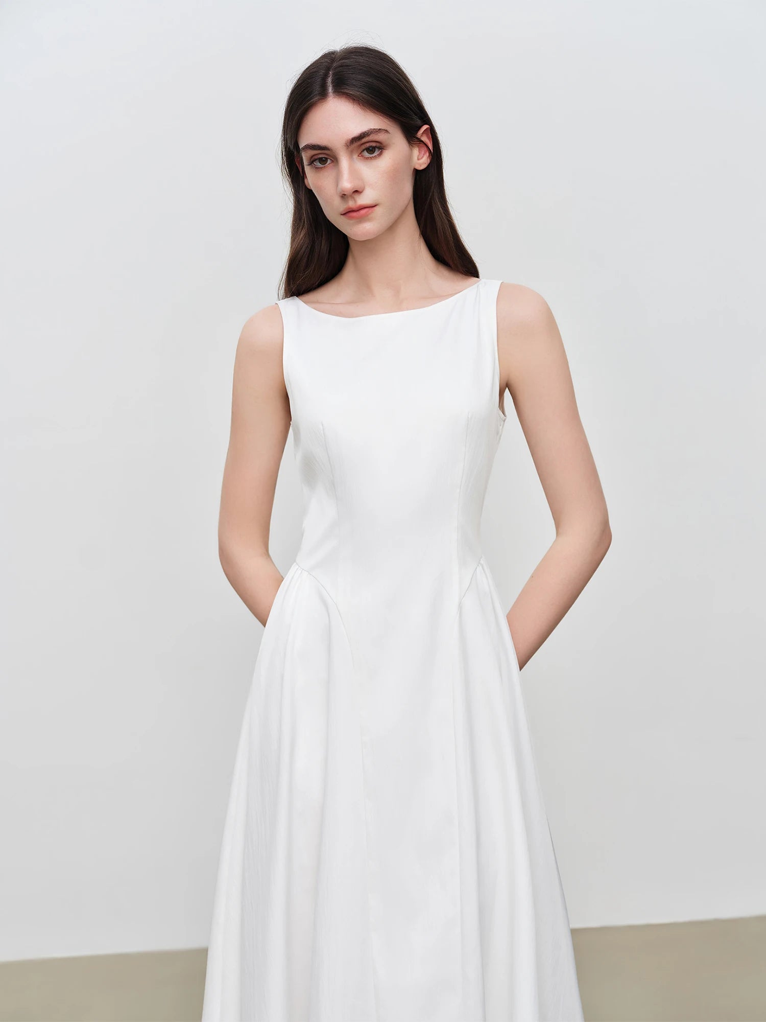 Classic A-Line Ankle-Length Sleeveless Dress