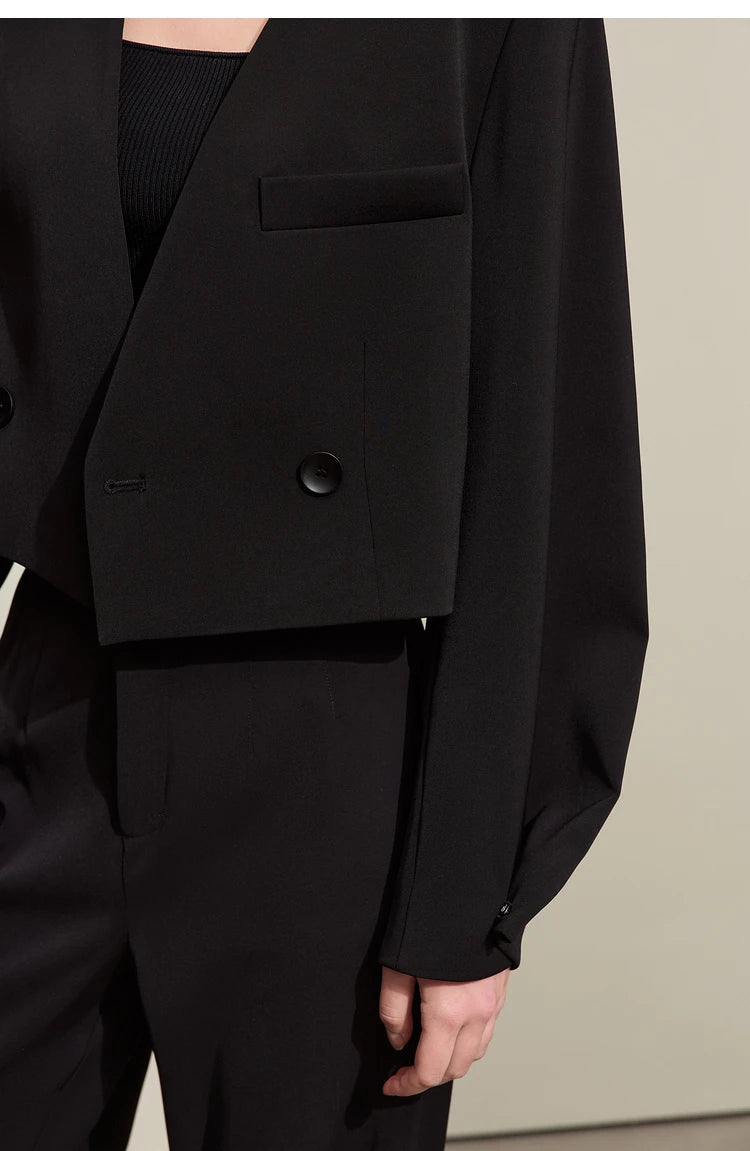 Loose Fit V-Neck Blazer and Wide Leg Pant Set