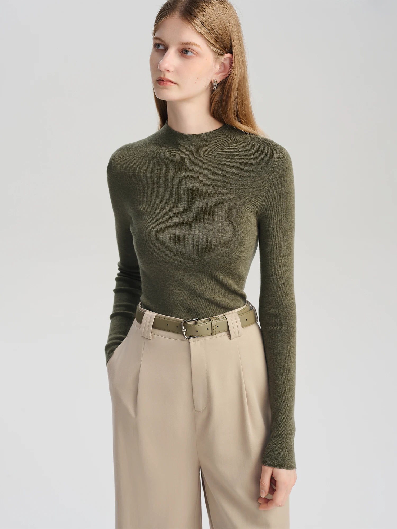 O-Neck Slim Fit 100% Sheep Wool Pullover Sweater Set