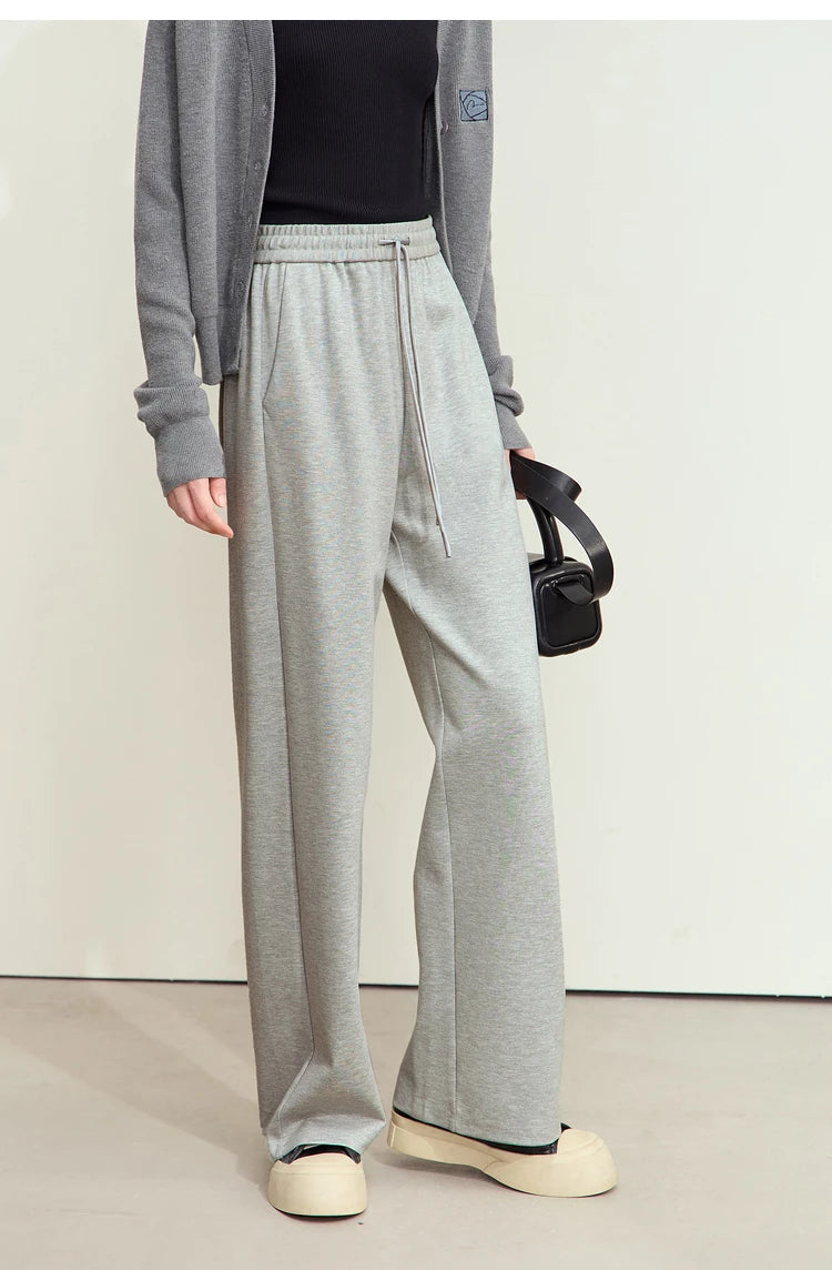 Wide Leg Pleated Drawstring Casual Pants