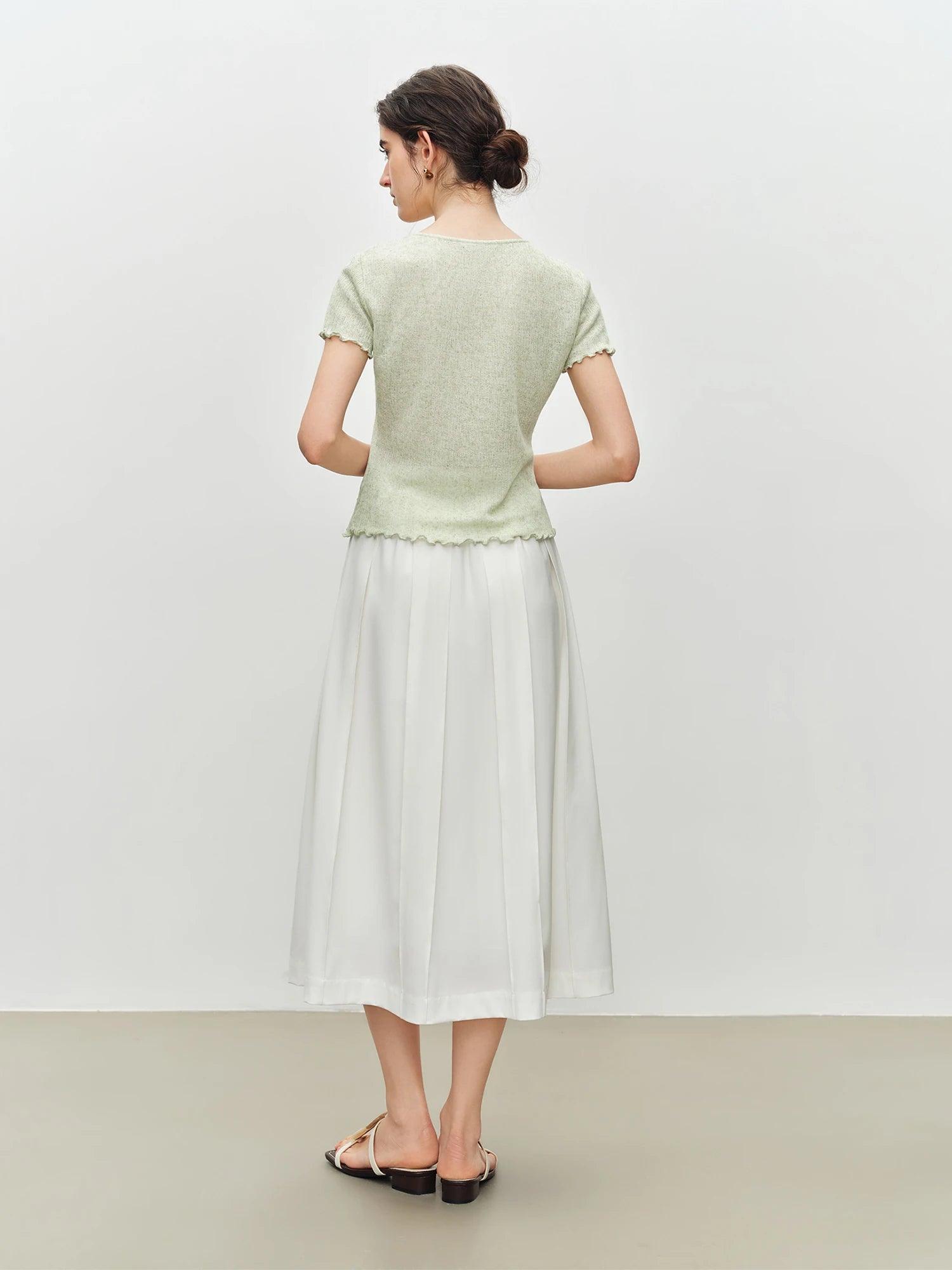 Beaded V-Neck Short Sleeve Casual Top