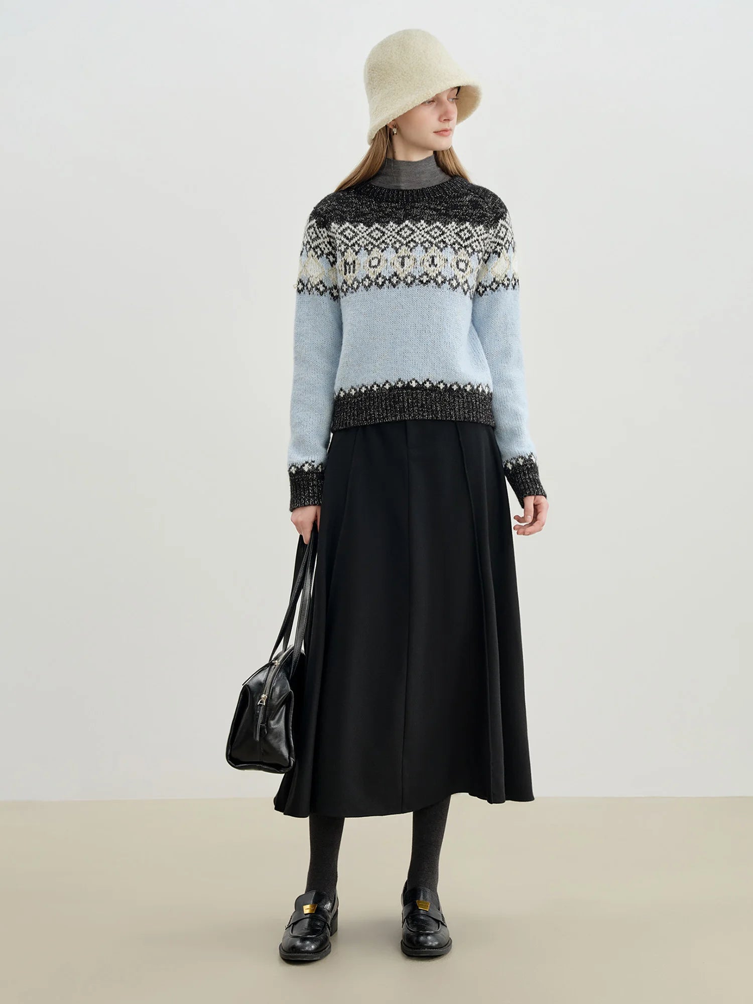 Ankle-Length A-Line Office Casual Skirt