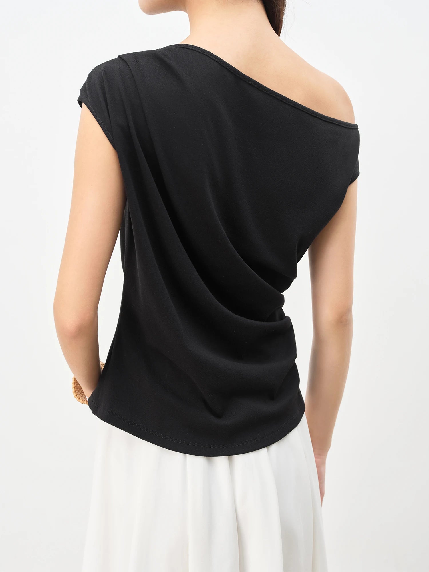 Skew Collar Slim Fit Cotton Stretch Casual Summer Tee
