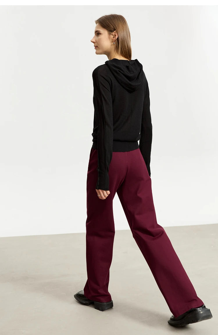 Wide Leg Pleated Drawstring Casual Pants