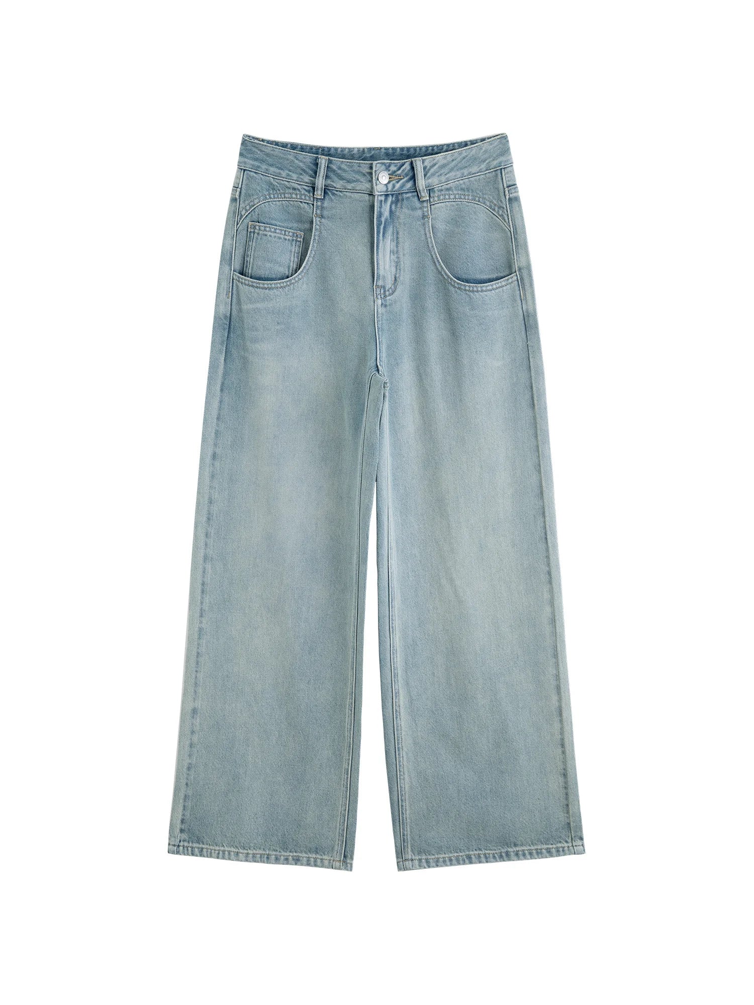 Mid-Waist Wide Leg Jeans in Cotton and Lyocell Blend