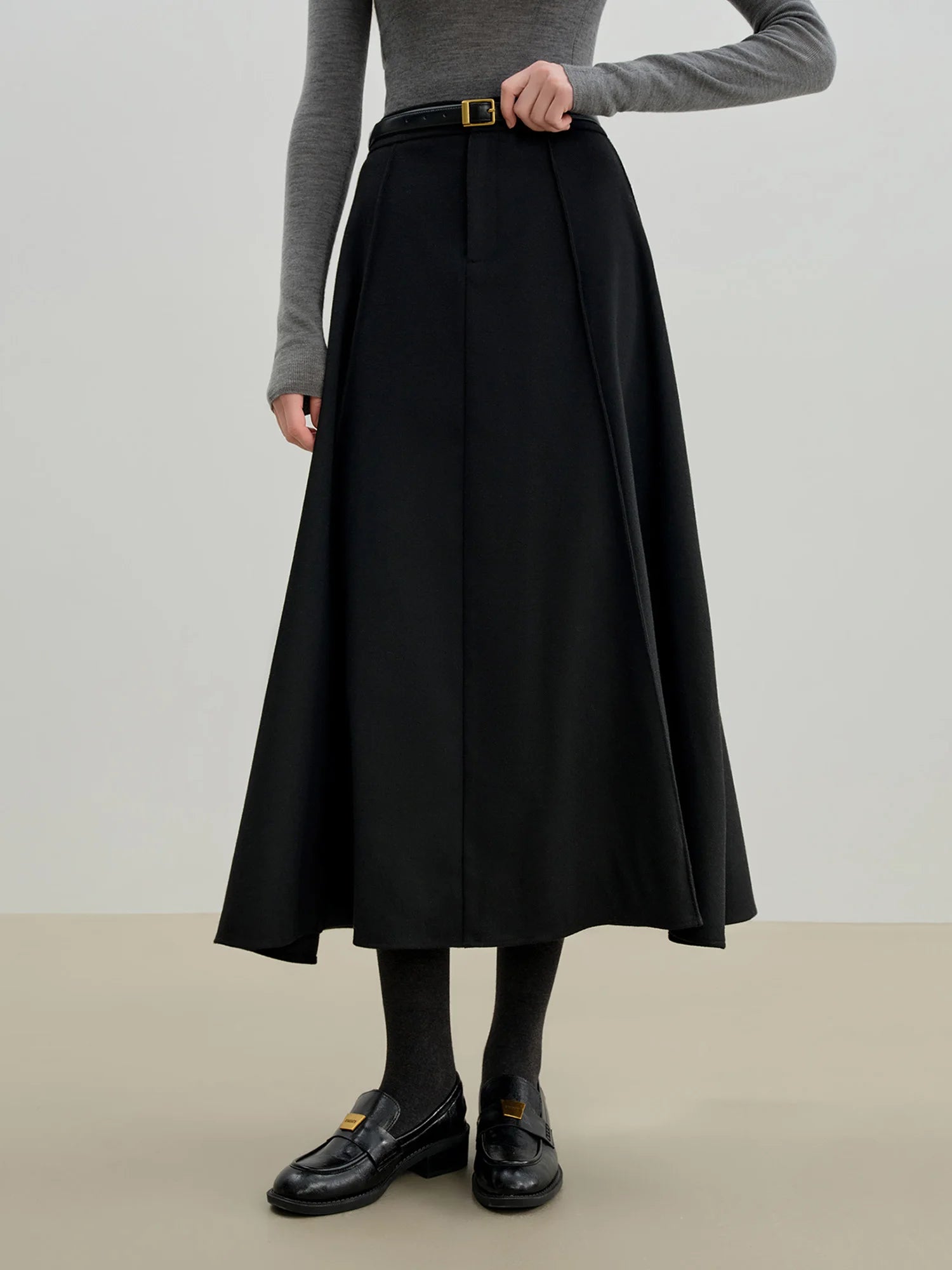 Ankle-Length A-Line Office Casual Skirt