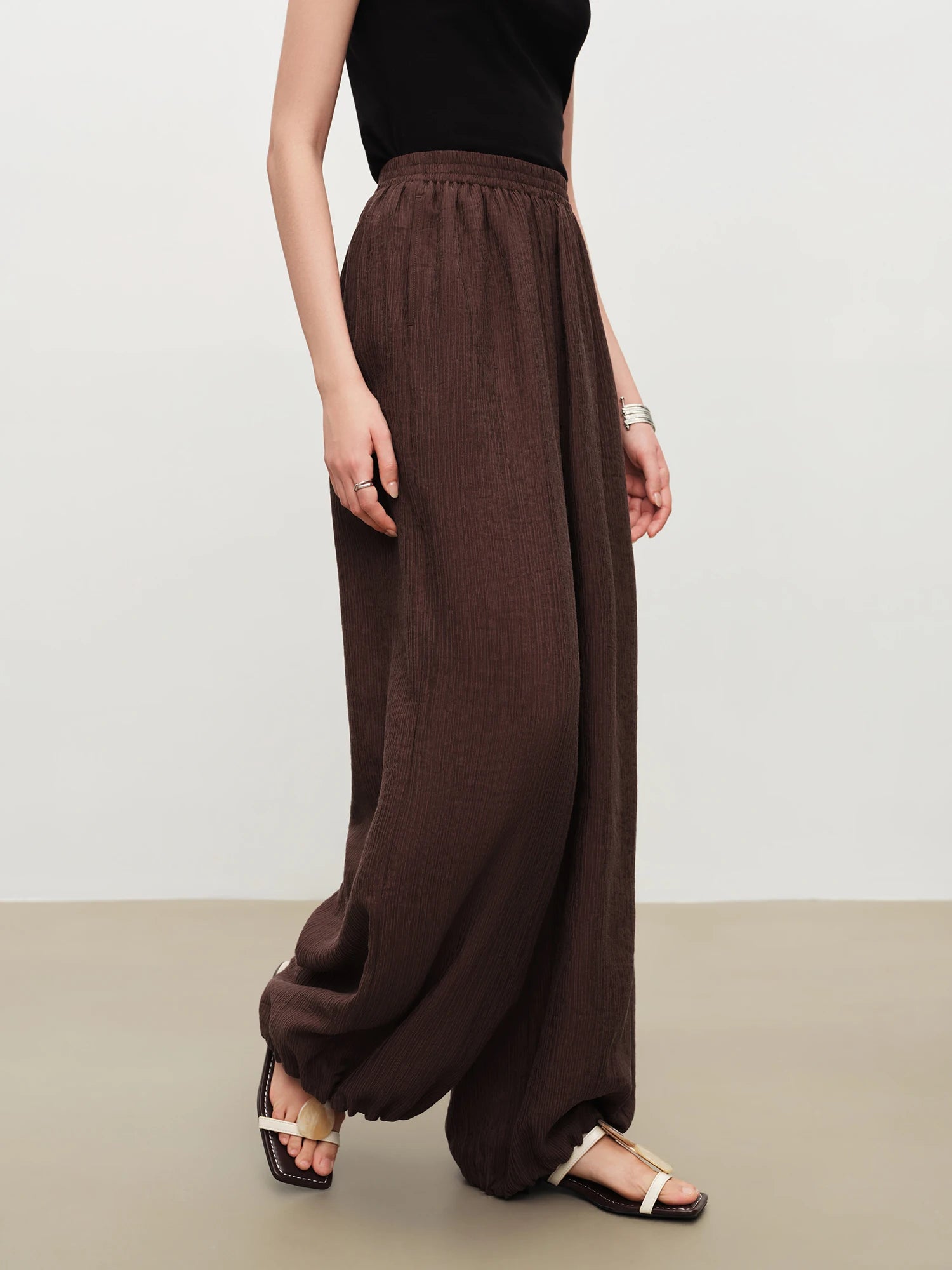 High-Waist Straight Leg Casual Pants with Pockets