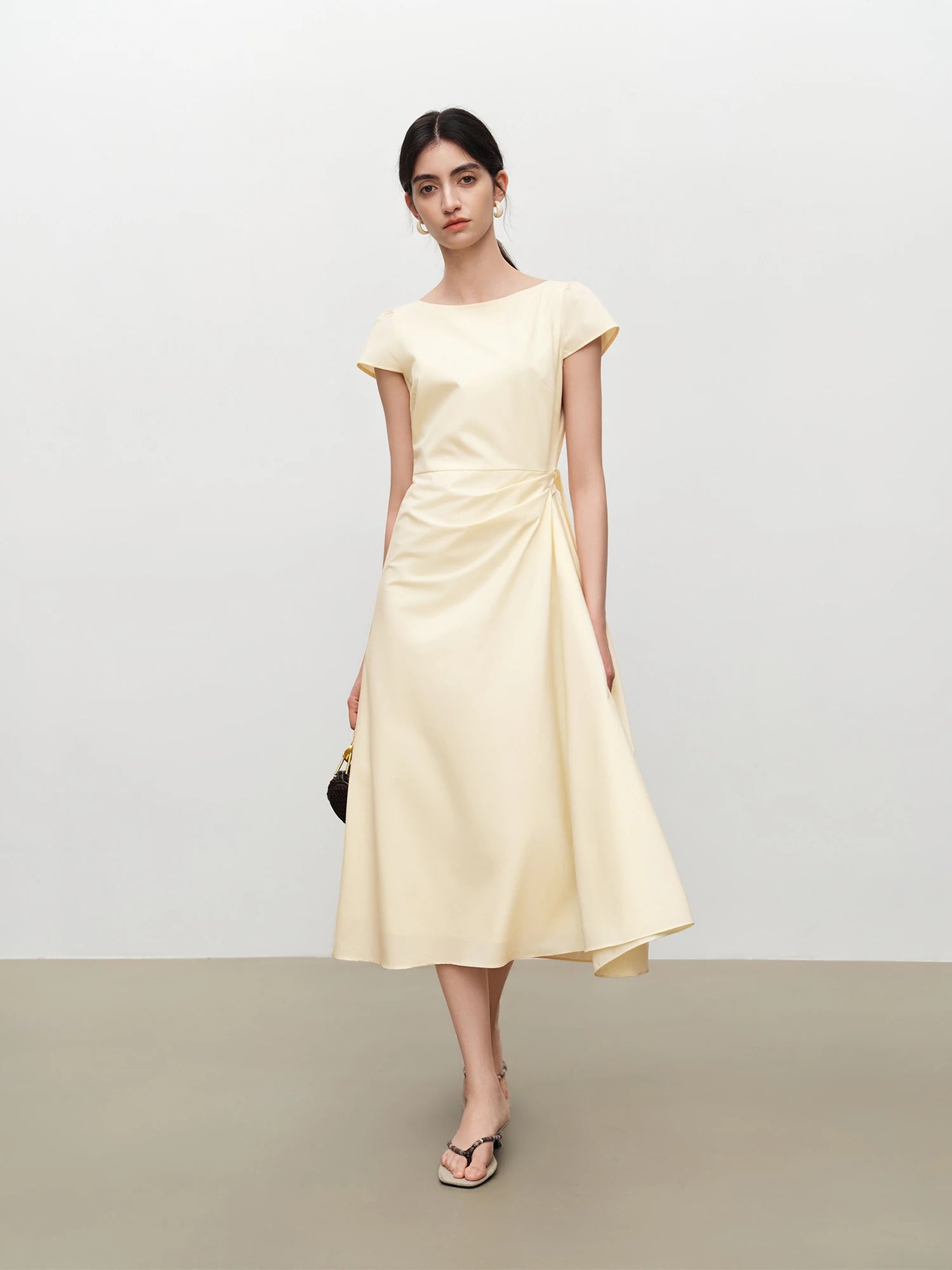Sleeveless Empire Waist A-Line Mid-Calf Jersey Dress