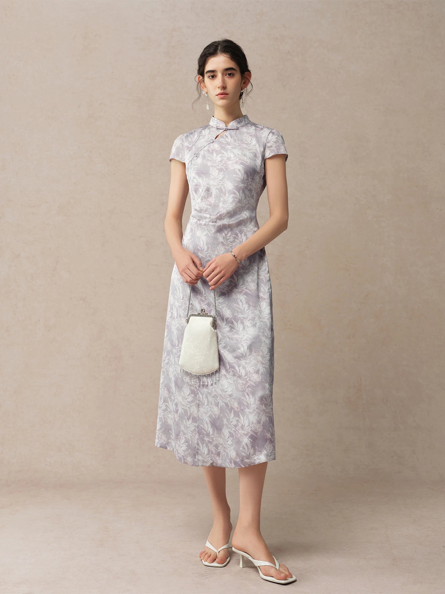 Stand Collar A-Line Mid-Calf Fashionable Summer Dress