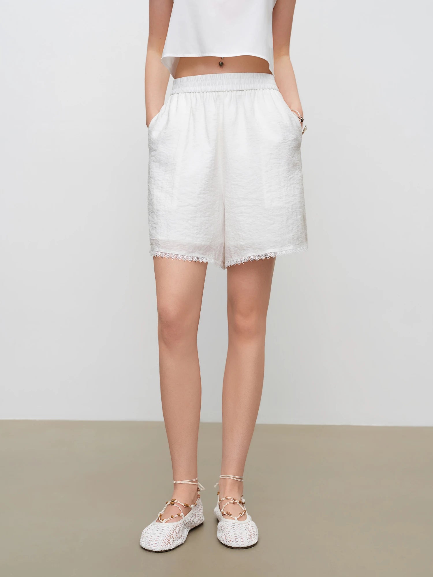 Turn-Down Collar Short Sleeve Shirt & Shorts Office Two-Piece Set