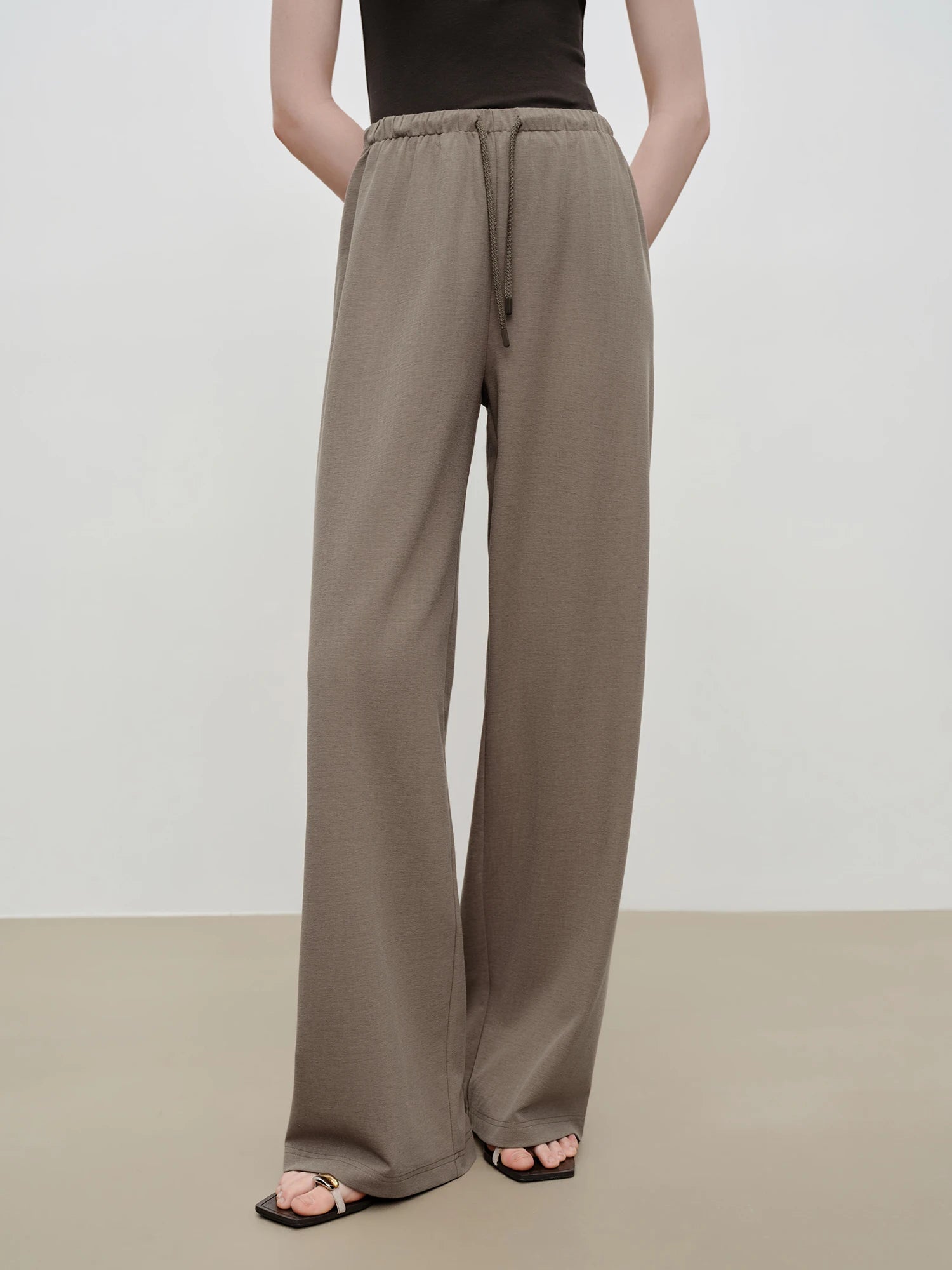 High-Waist Straight Leg Casual Pants